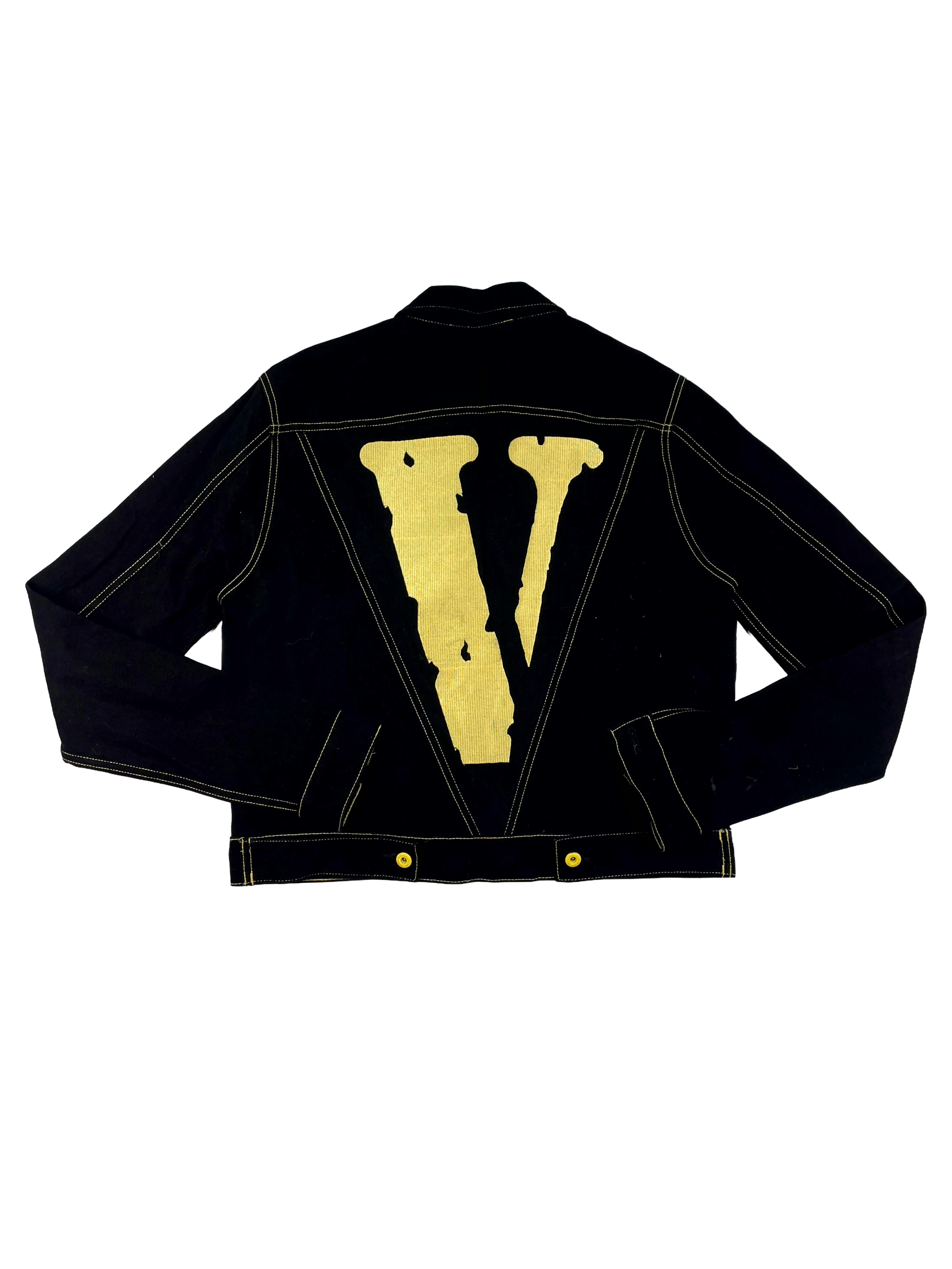 Vlone Friends Denim Black & Yellow Jacket