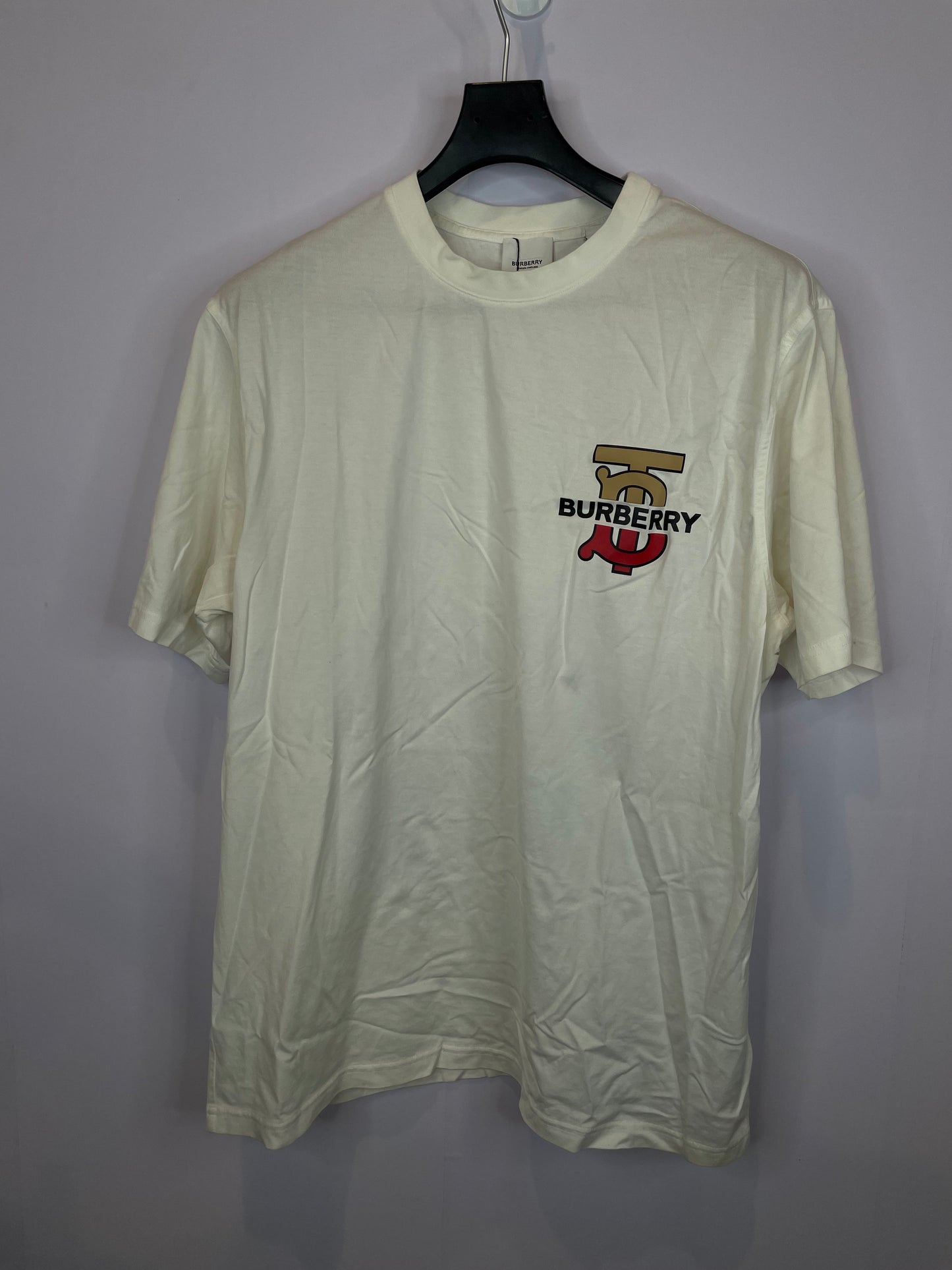Burberry TB Logo Tee White Red Cream Used Medium