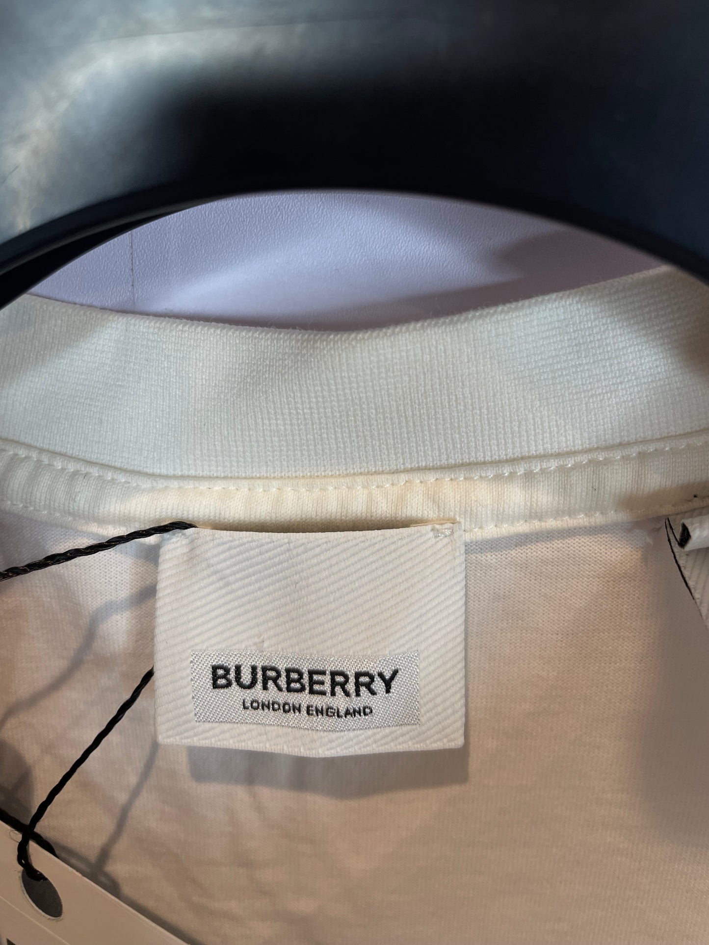 Burberry TB Logo Tee White Red Cream Used Medium