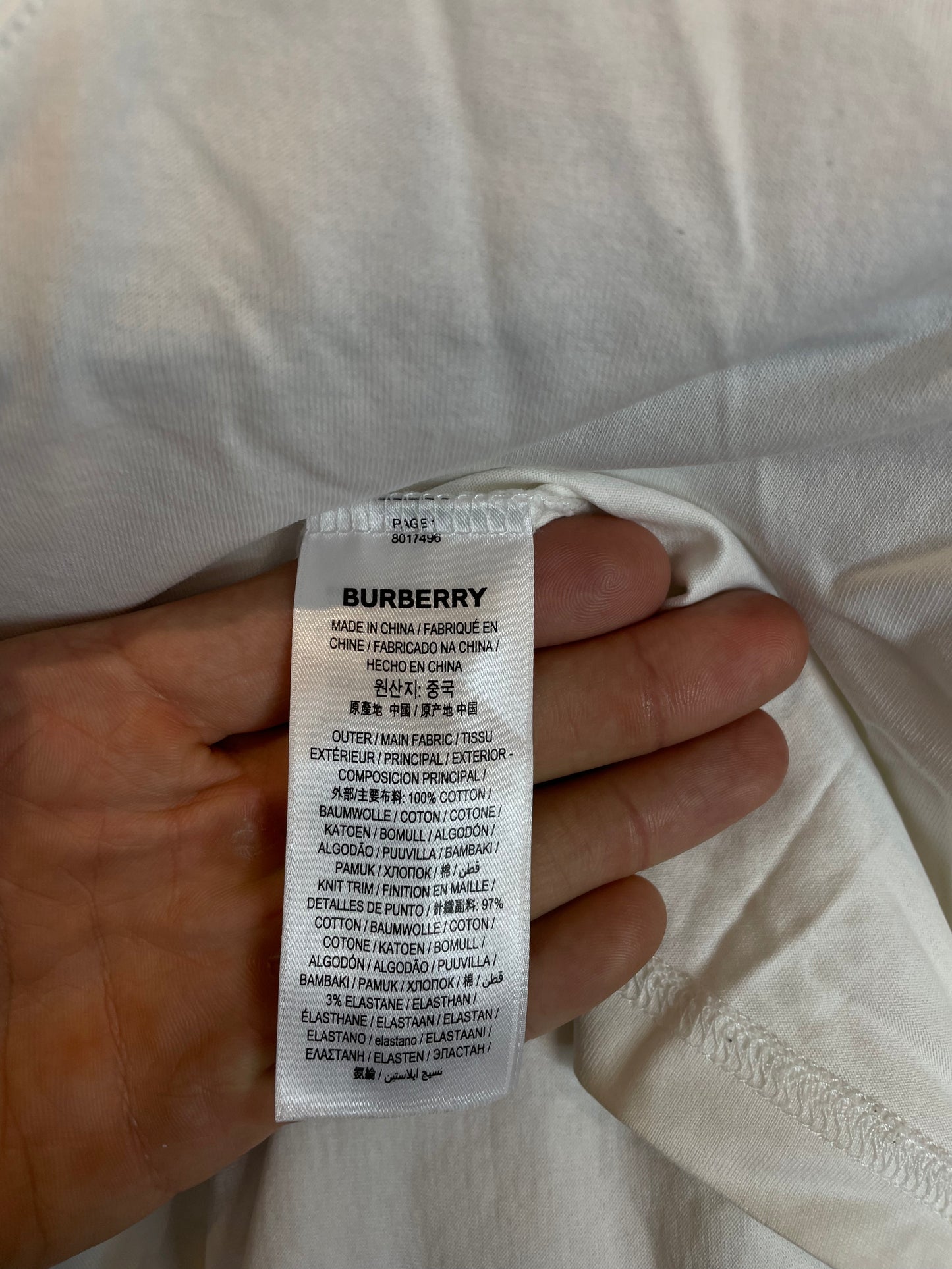 Burberry TB Logo Tee White Red Cream Used Medium