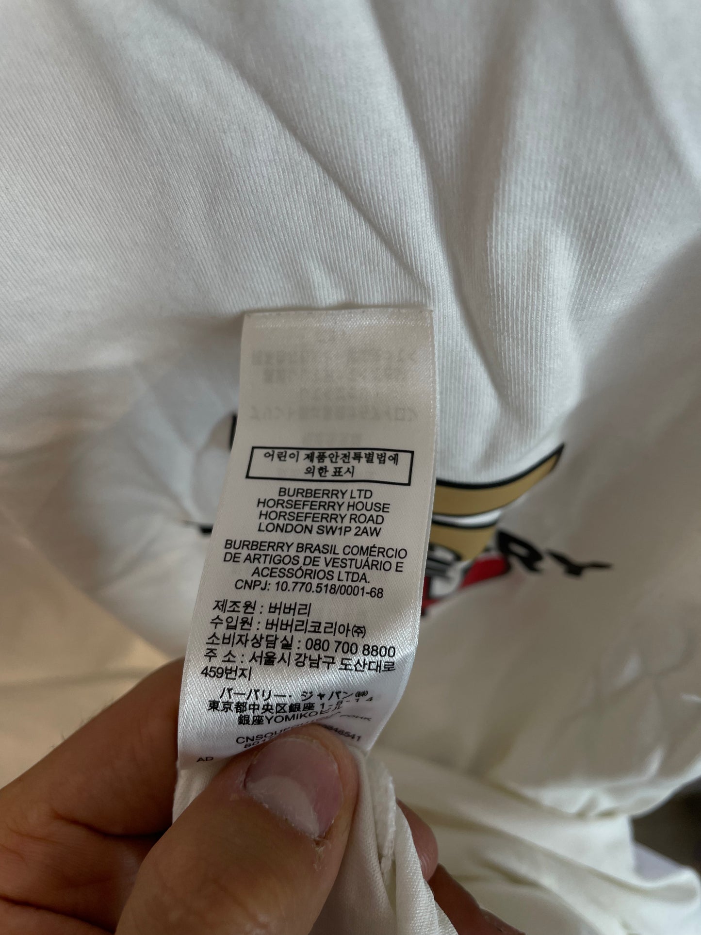 Burberry TB Logo Tee White Red Cream Used Medium