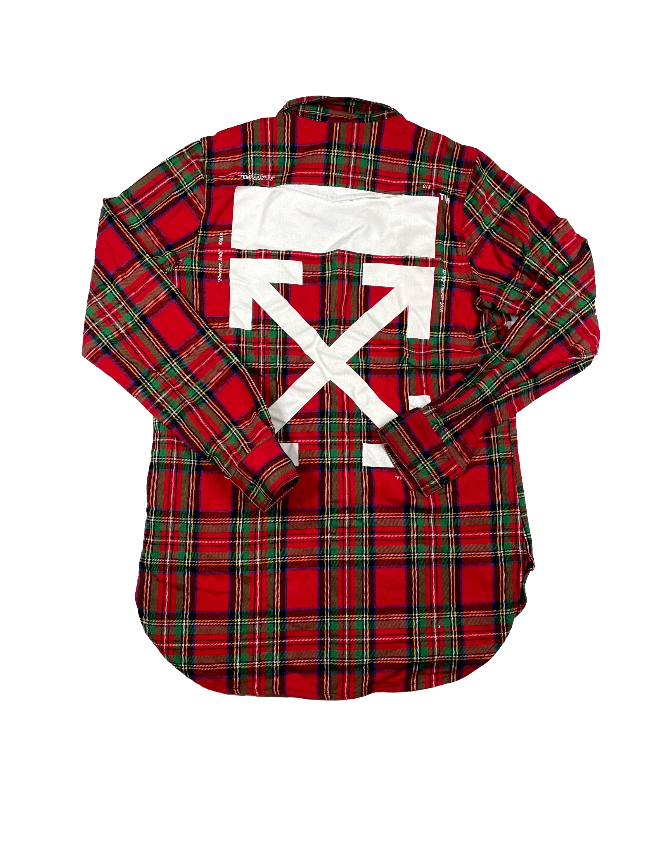 Off White Flannel Green & Red Shirt