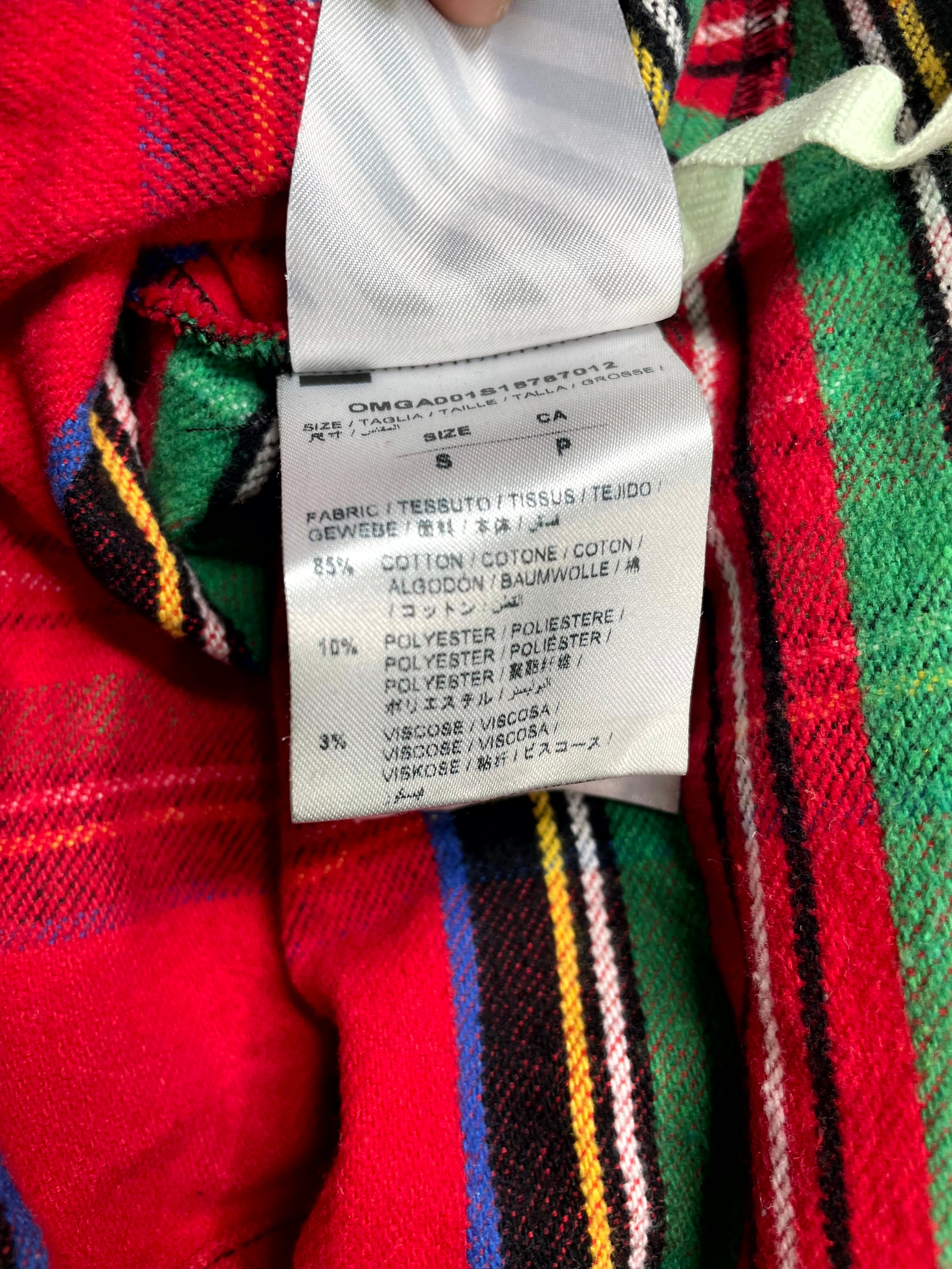 Off White Flannel Green & Red Shirt