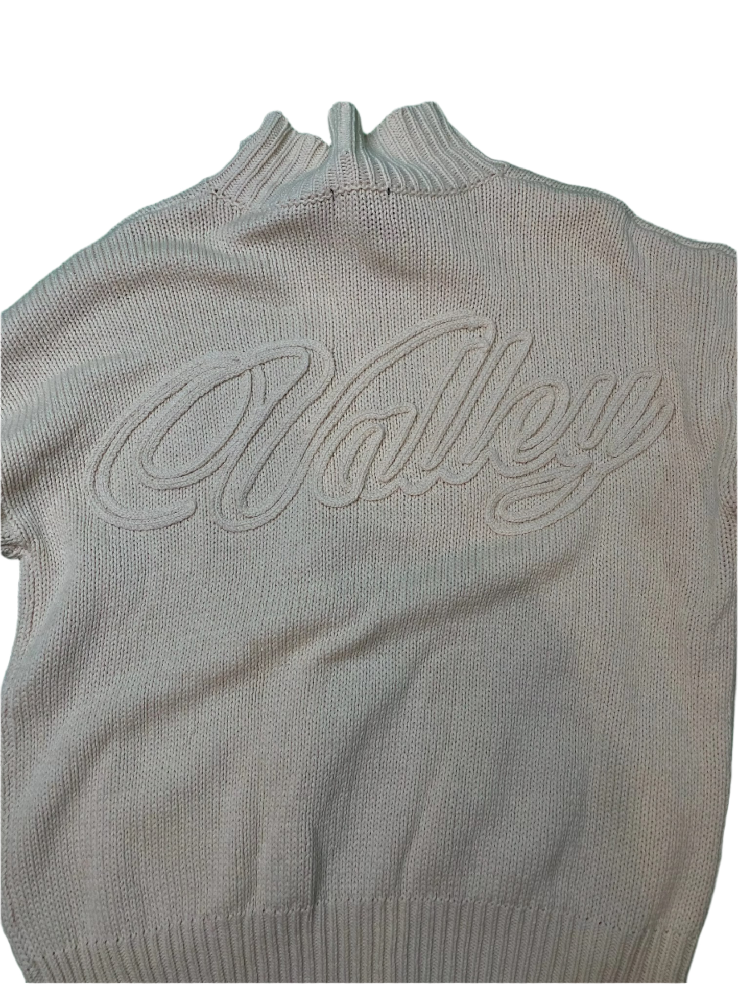 VALE Knit Zip Up Cream Sweater