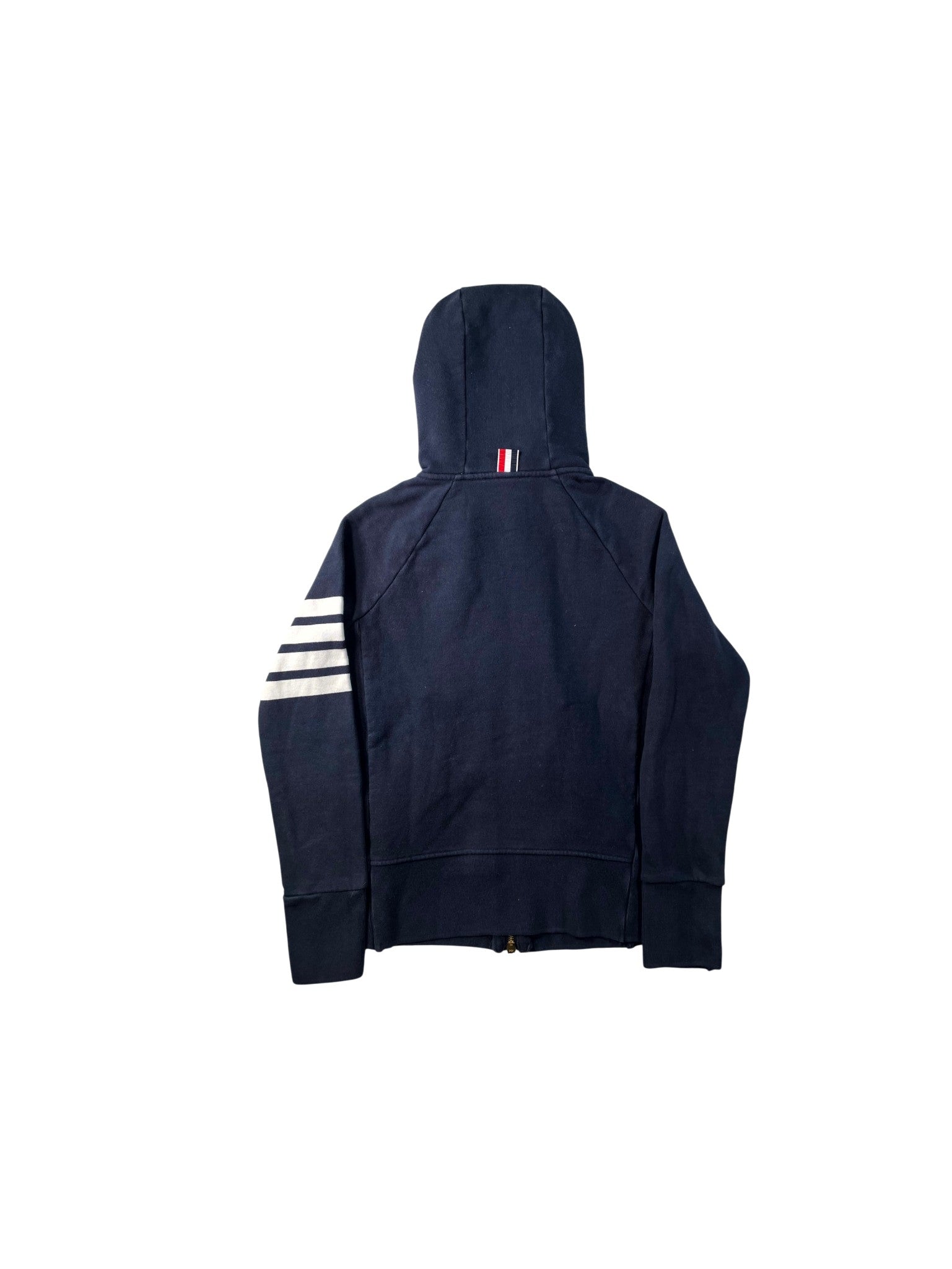 Thom Browne Zip Up Navy Hoodie