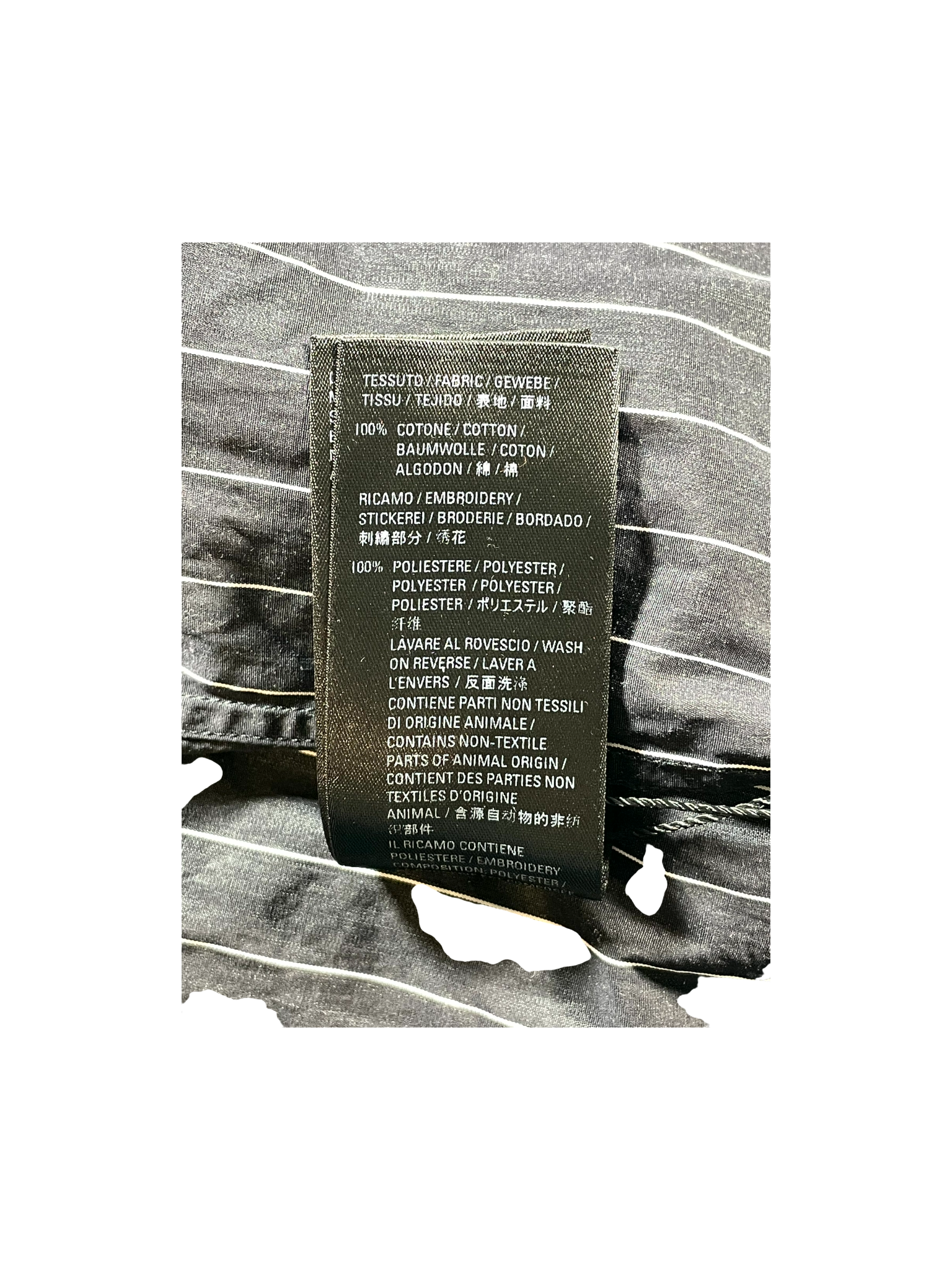 Balenciaga Pin Stripe Chest Logo Button Up Black Shirt