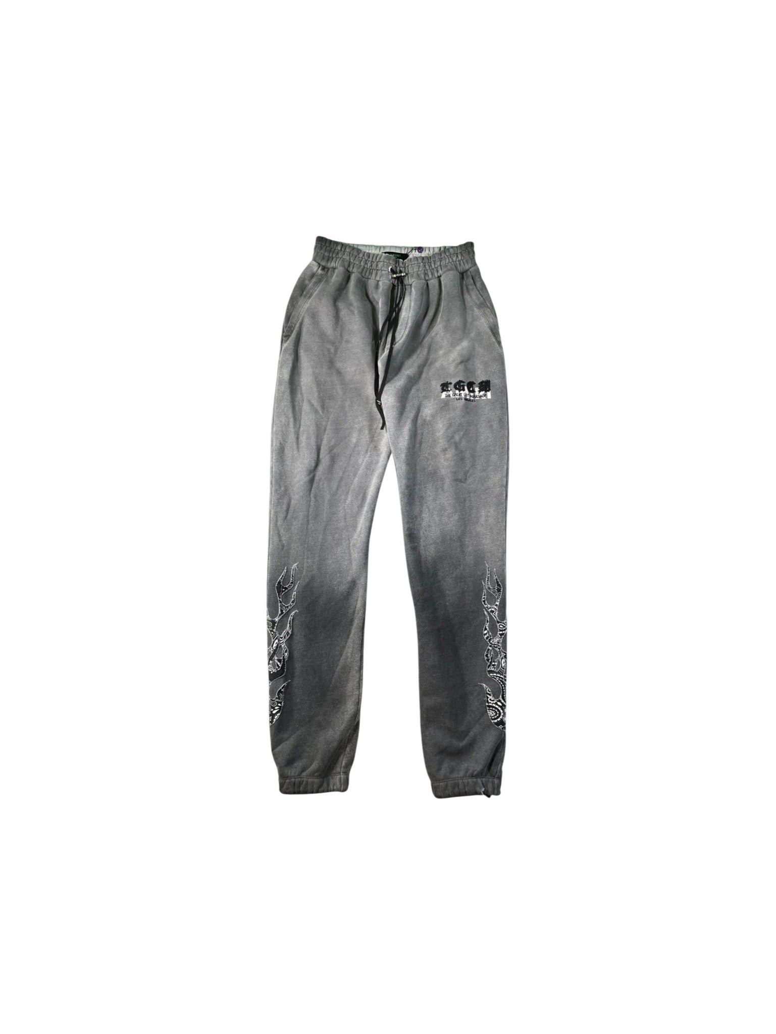 Amiri "TGCW Flames" Grey & Black Sweats