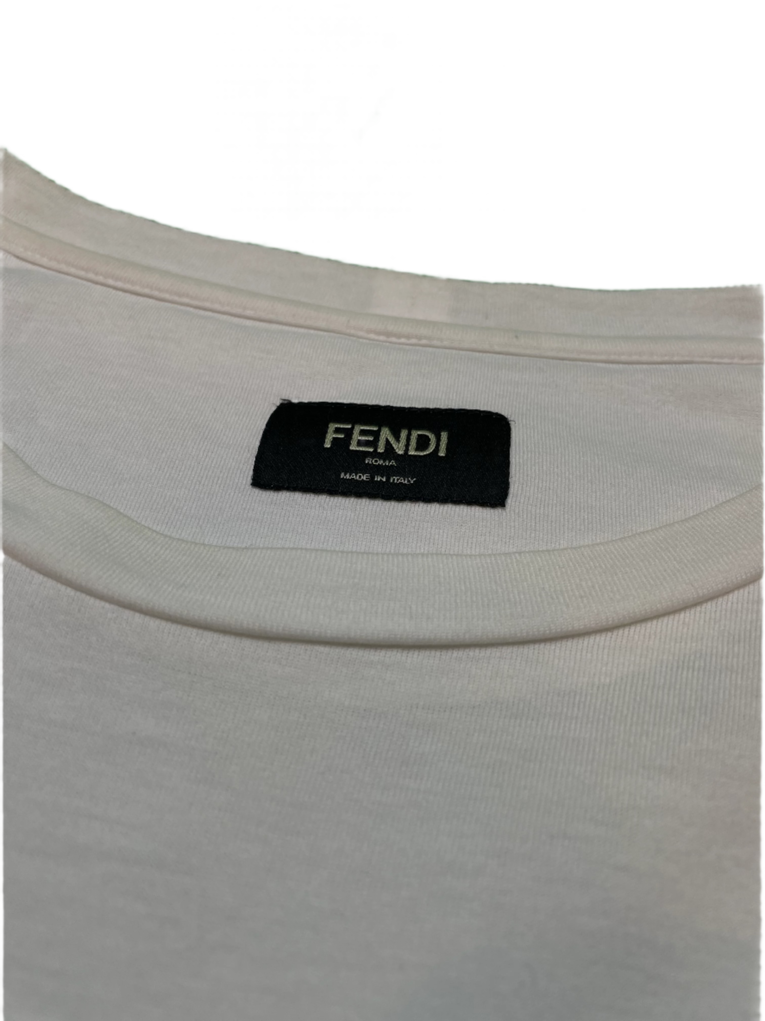 Fendi Eye Monster Zip White & Grey Tee
