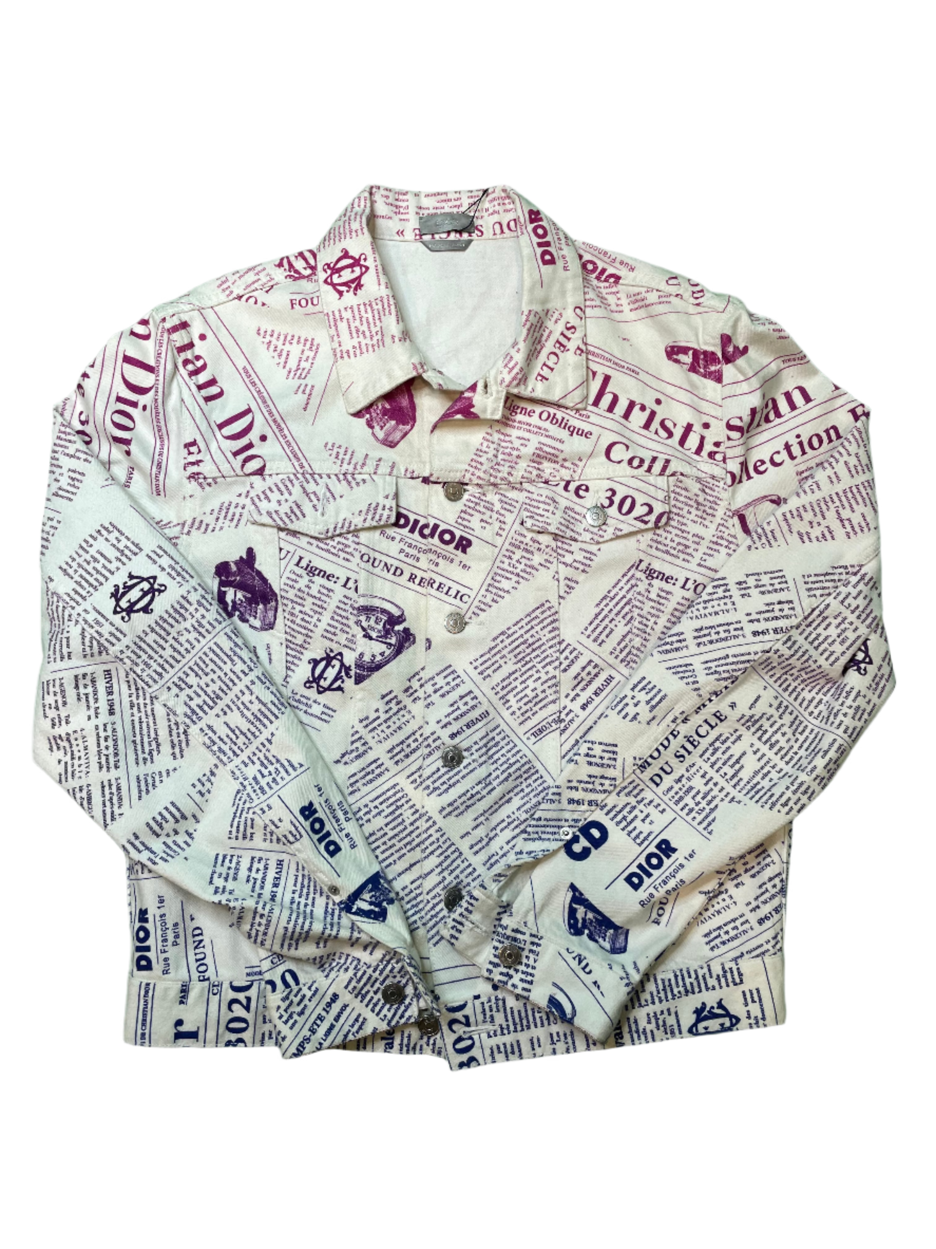 Dior Newspaper White Pink Purple Blue Work Jacket