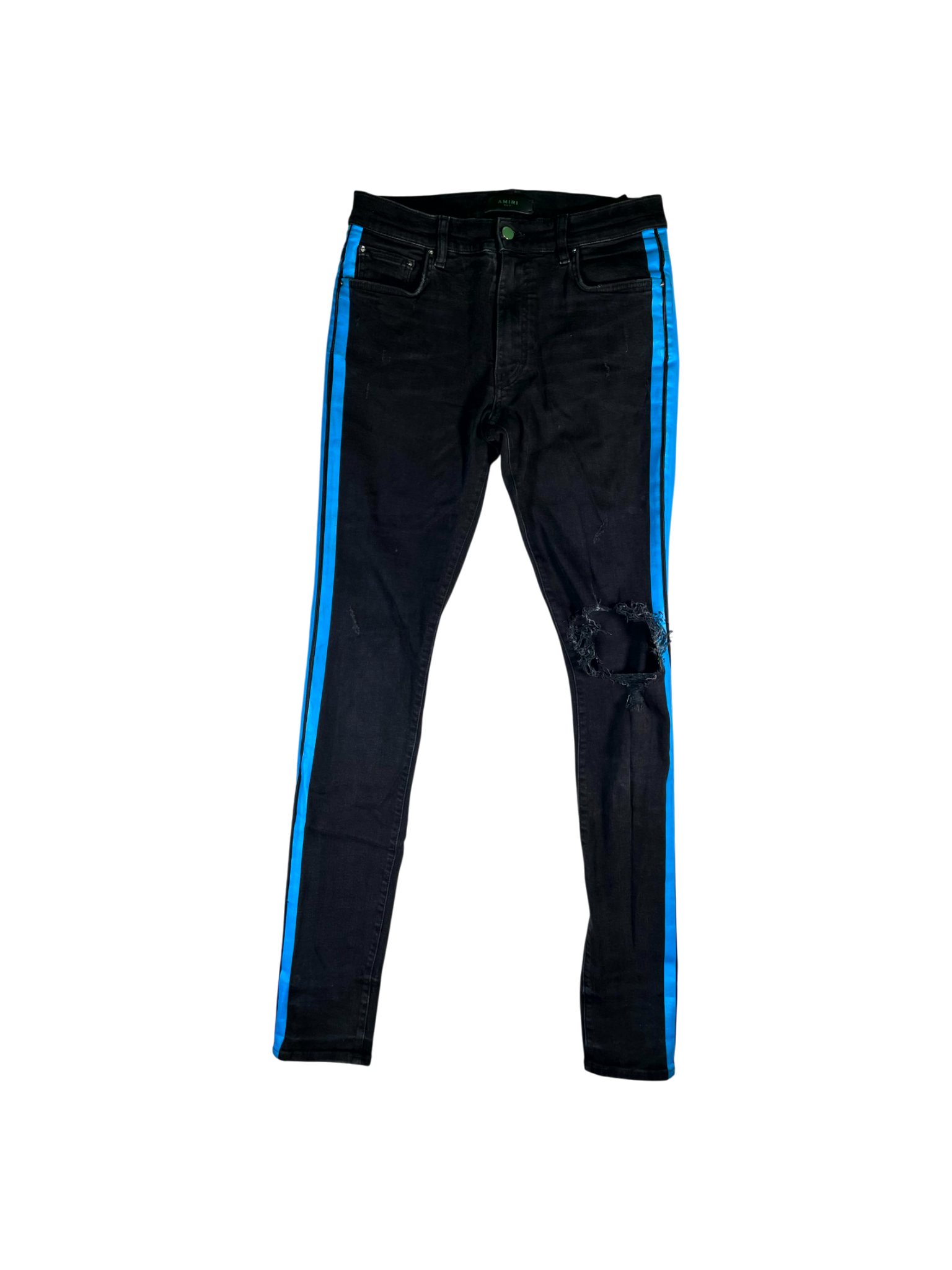 Amiri Stripe Black & Blue Jeans