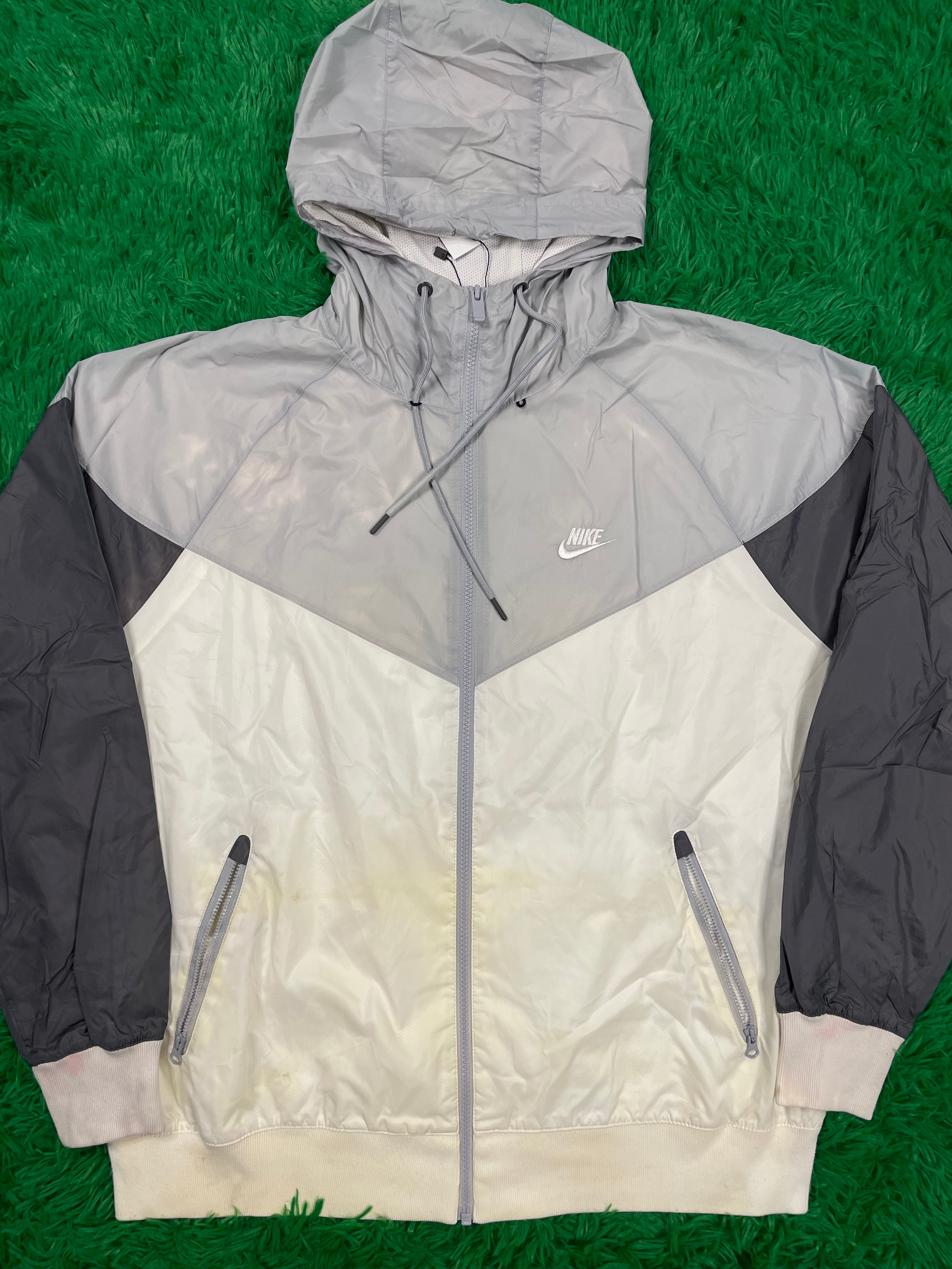 Nike Tech Jacket Fleece White Grey Large Used