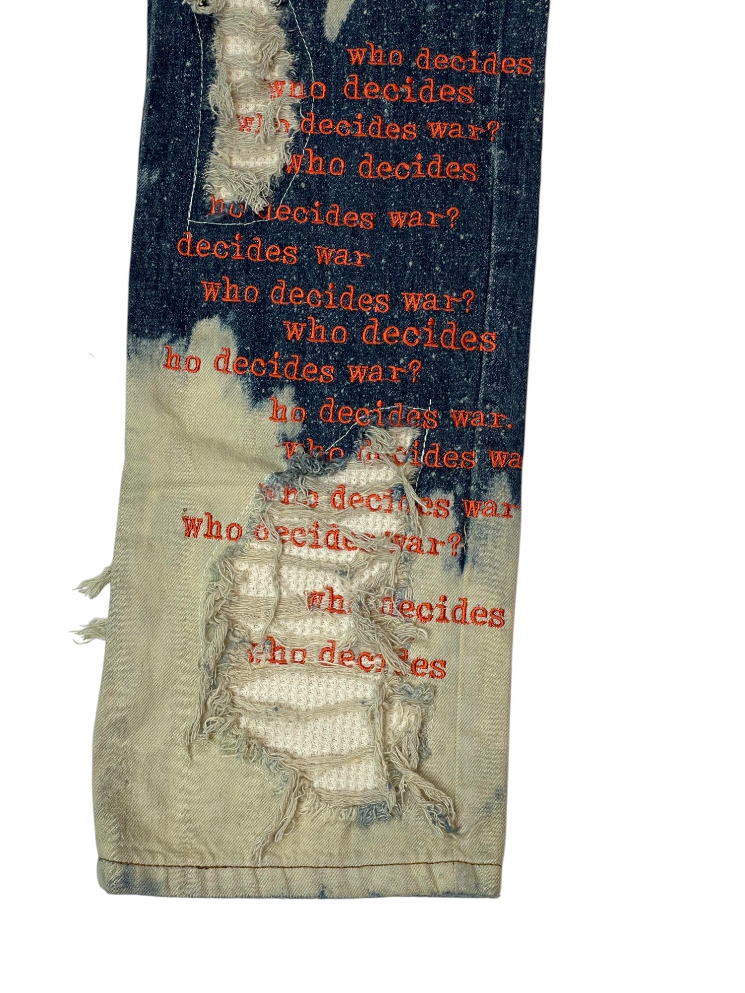 WDW Bleached Scripture Denim Dark Wash Jeans