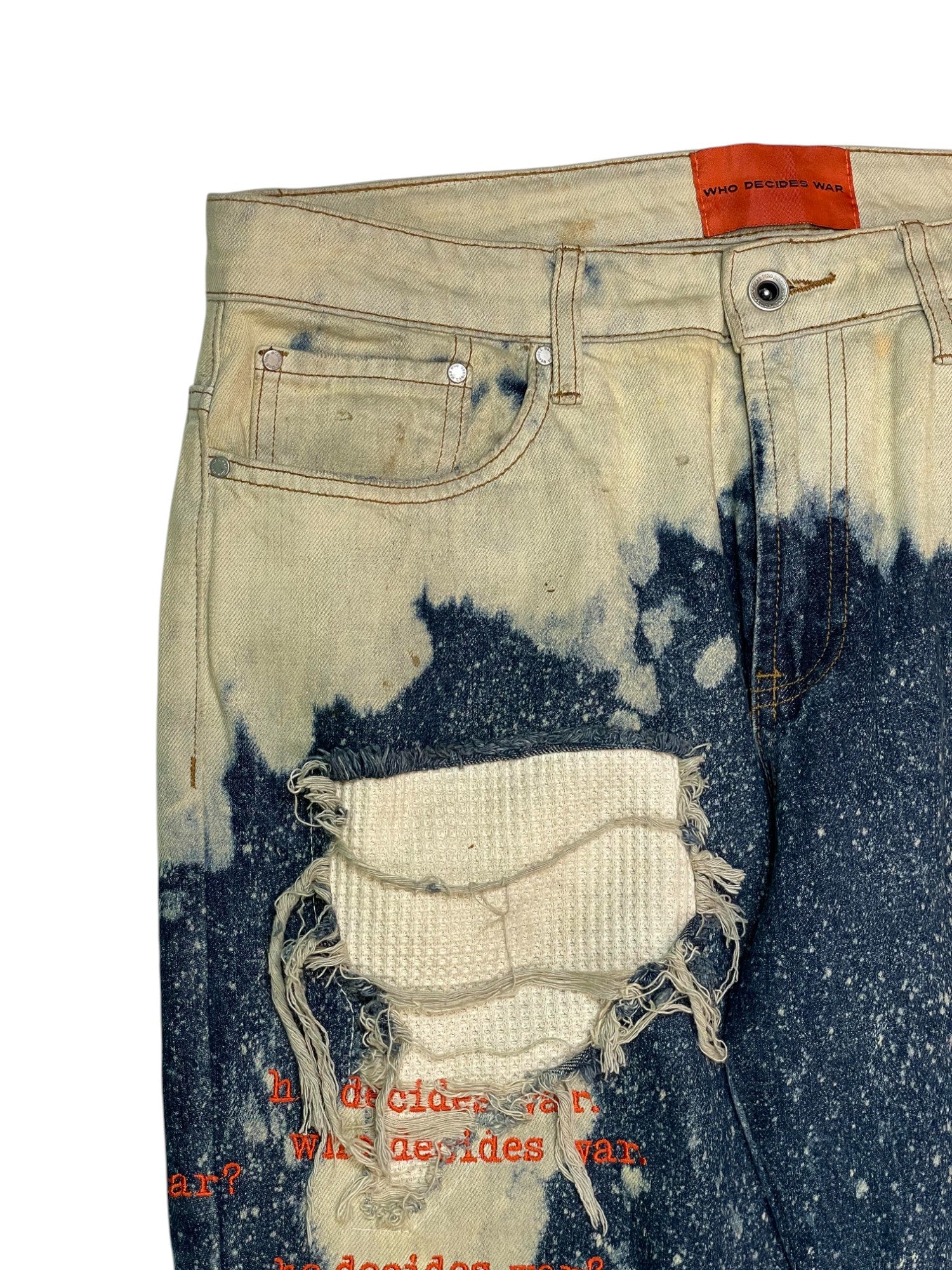WDW Bleached Scripture Denim Dark Wash Jeans