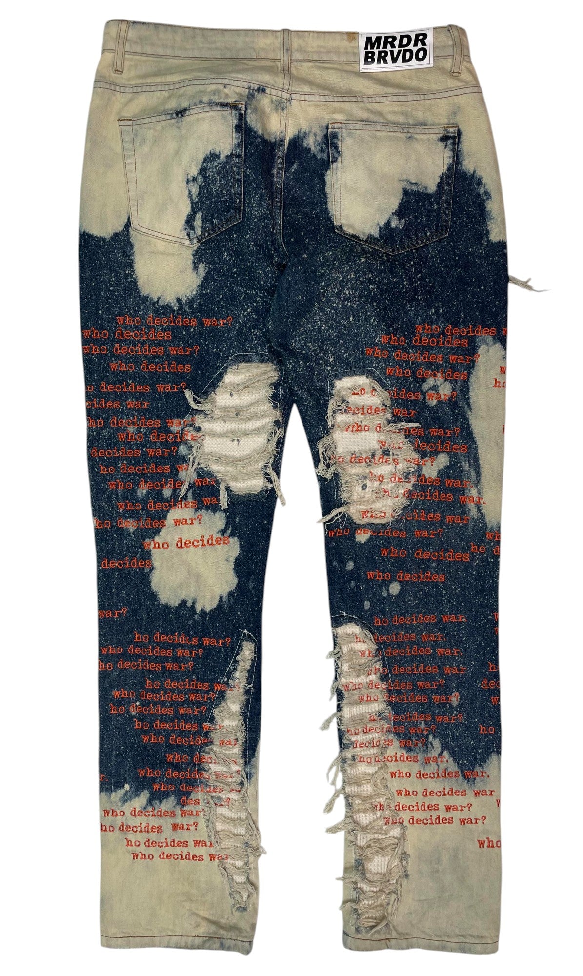 WDW Bleached Scripture Denim Dark Wash Jeans