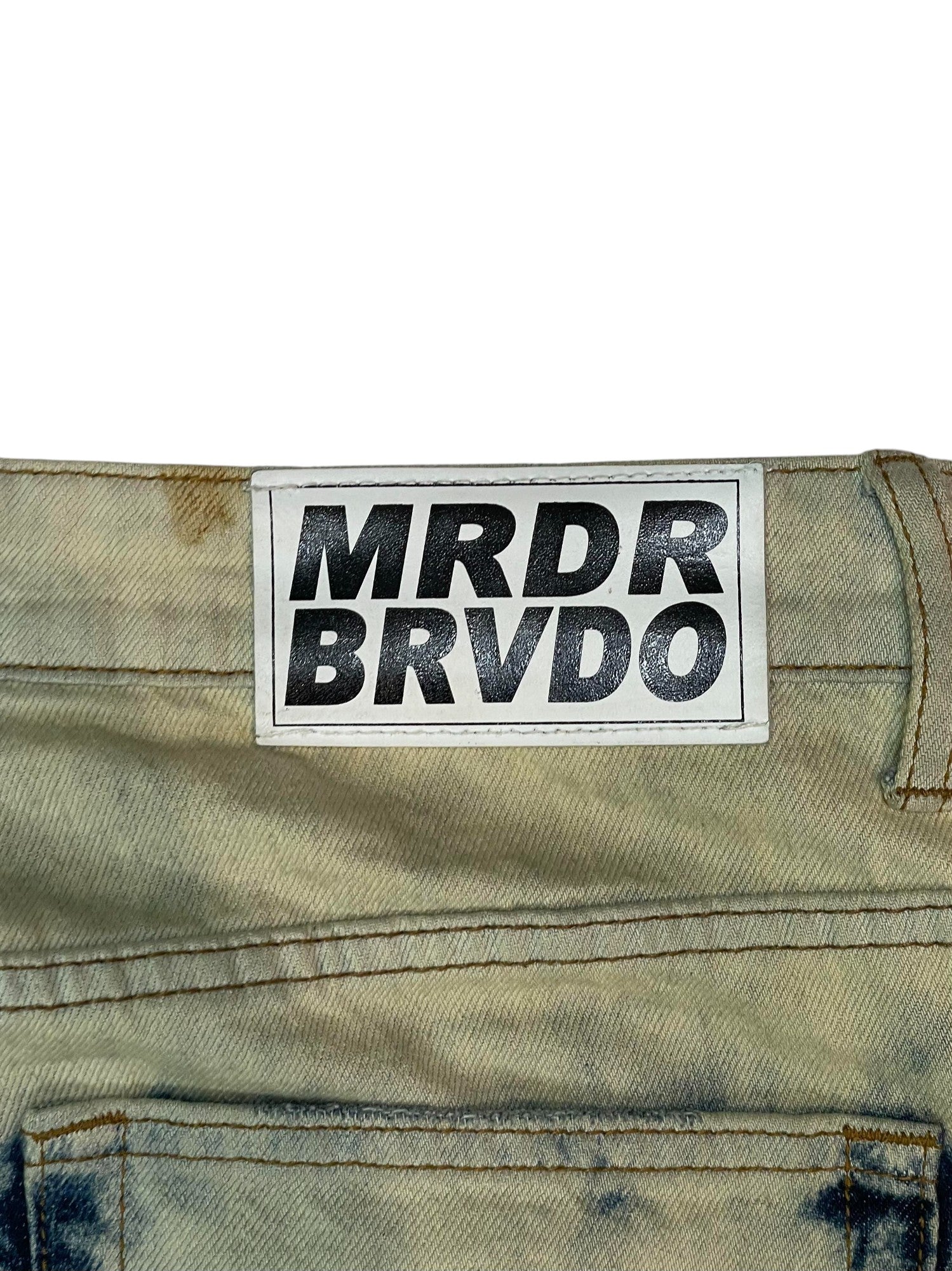 WDW Bleached Scripture Denim Dark Wash Jeans