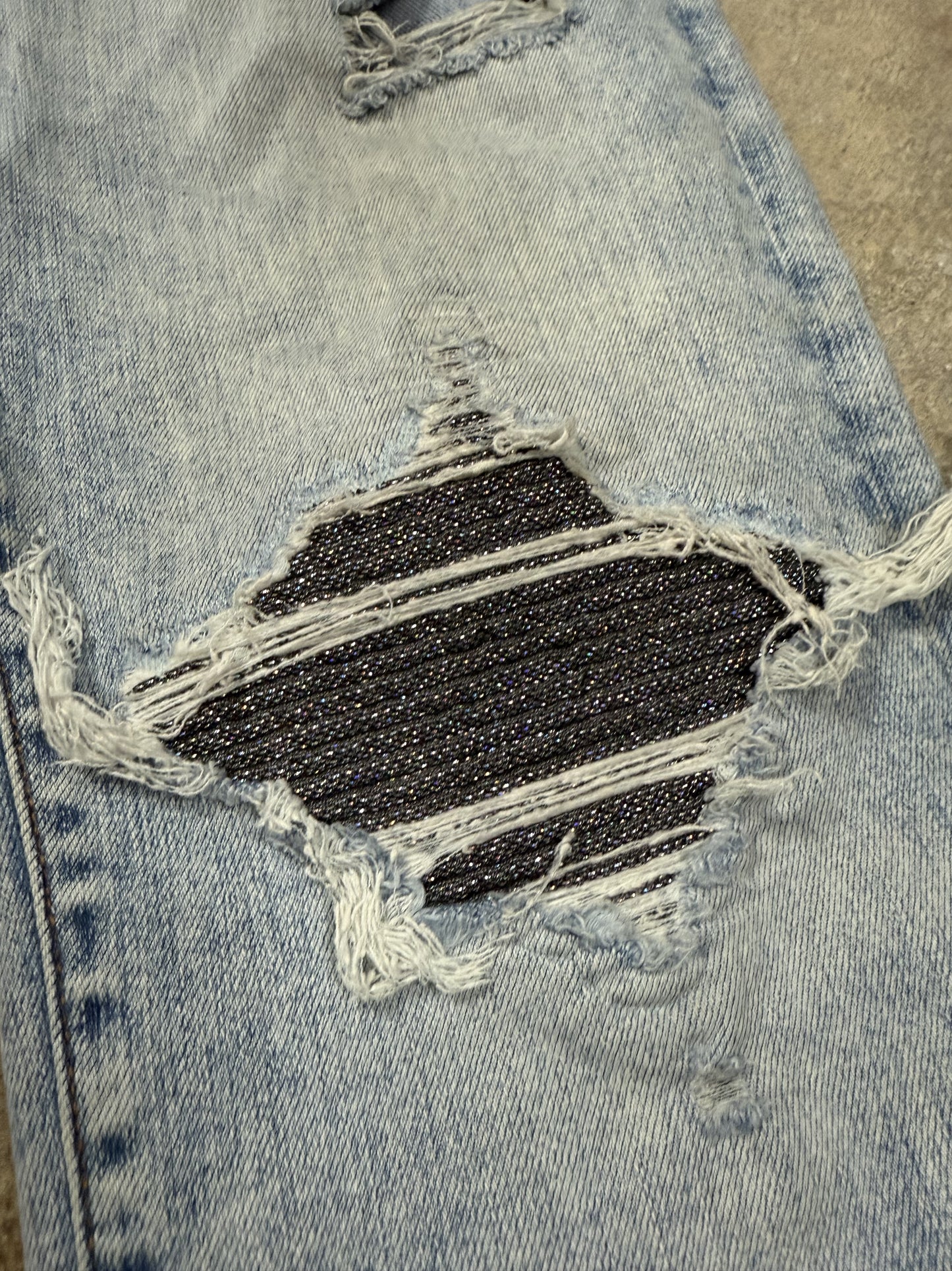 Amiri MX1 Light Wash Iridescent Patch Used 34