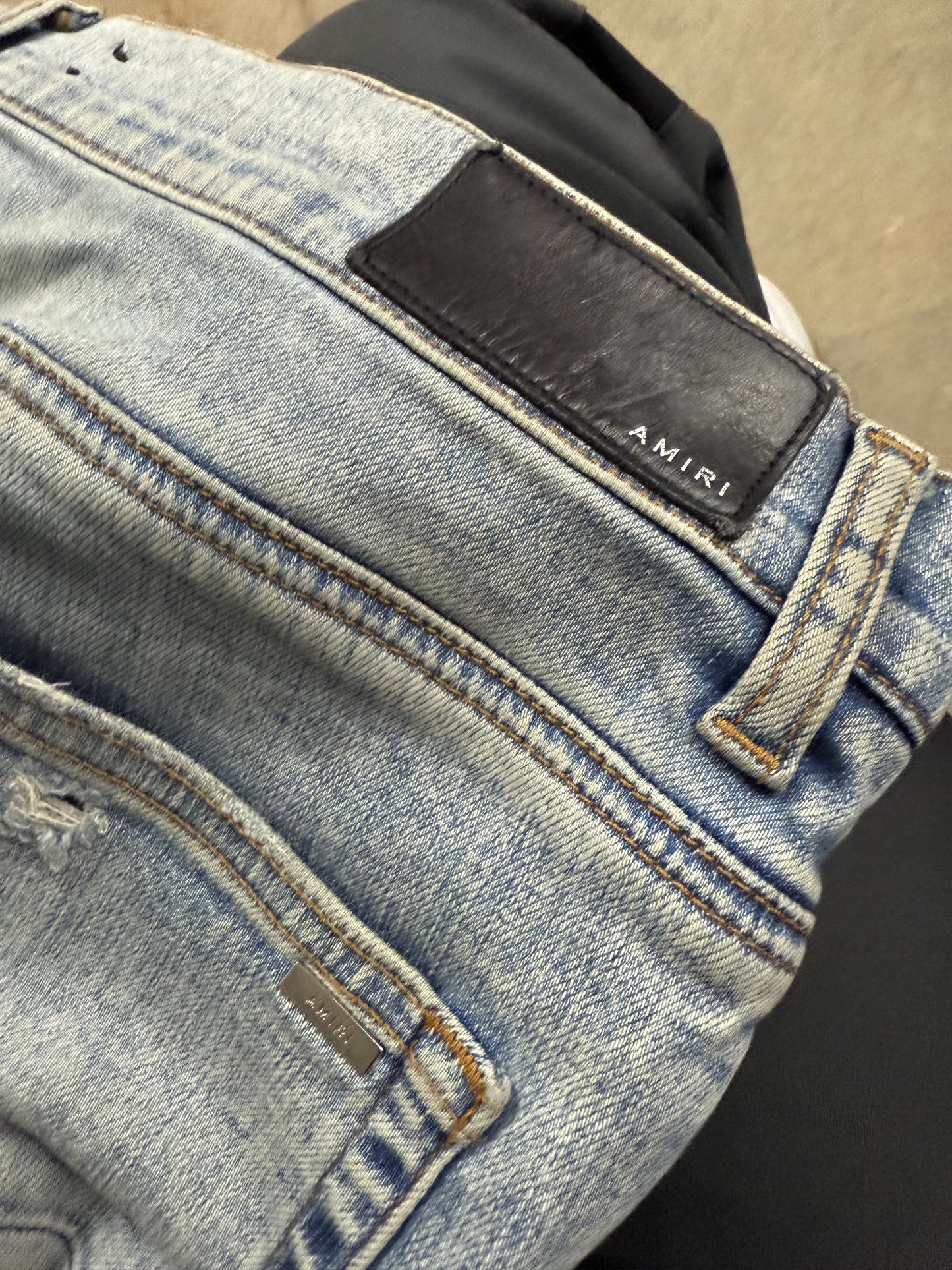 Amiri MX1 Light Wash Iridescent Patch Used 34