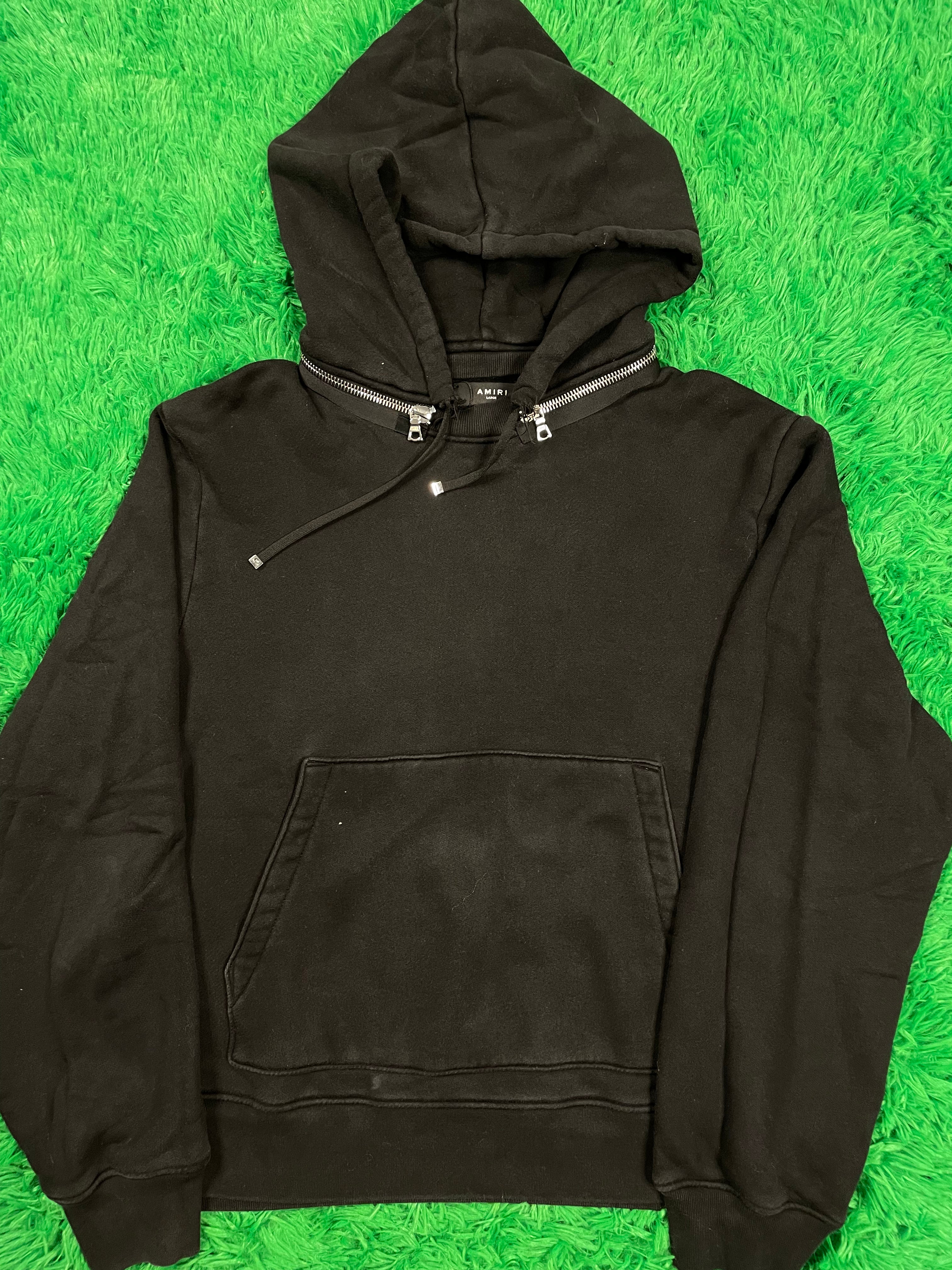 Amiri Hoodie Black Zipper Hood Large Used