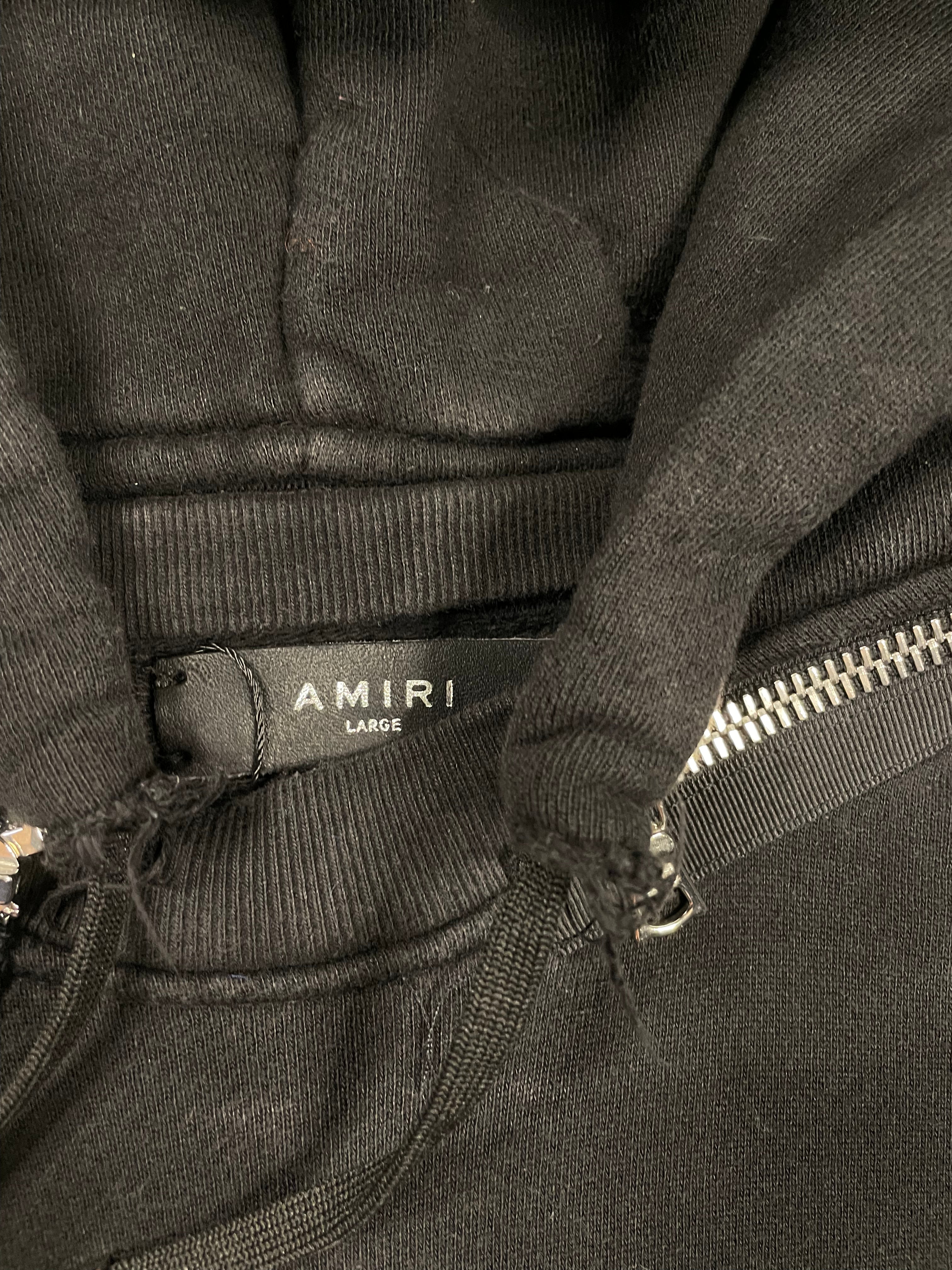 Amiri Hoodie Black Zipper Hood Large Used