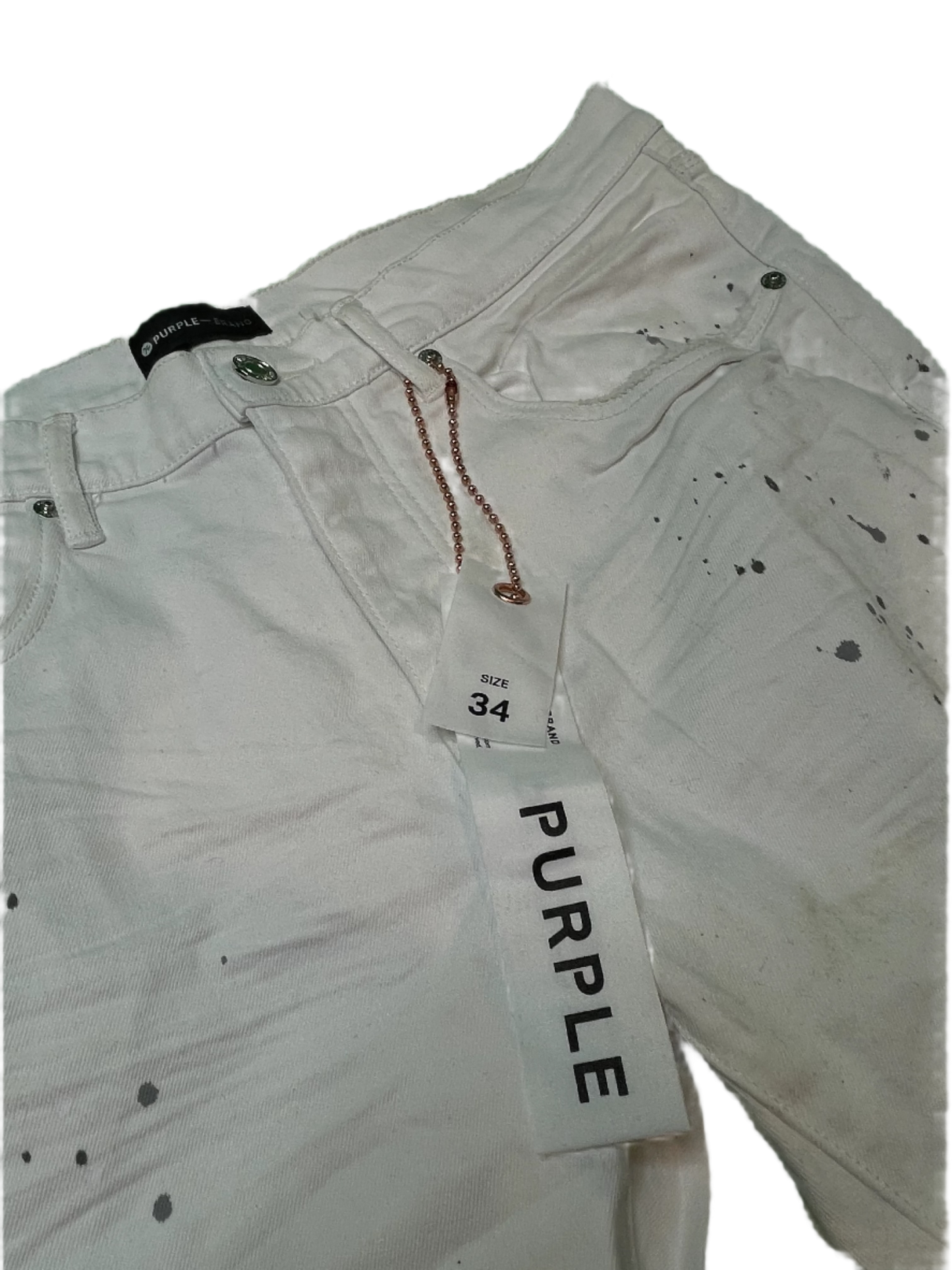 Purple Black Splatter White Jeans