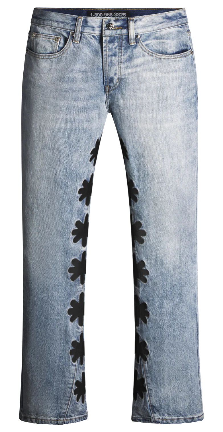 LOST SHDWS Denim Black Logo Light Wash Blue Jeans