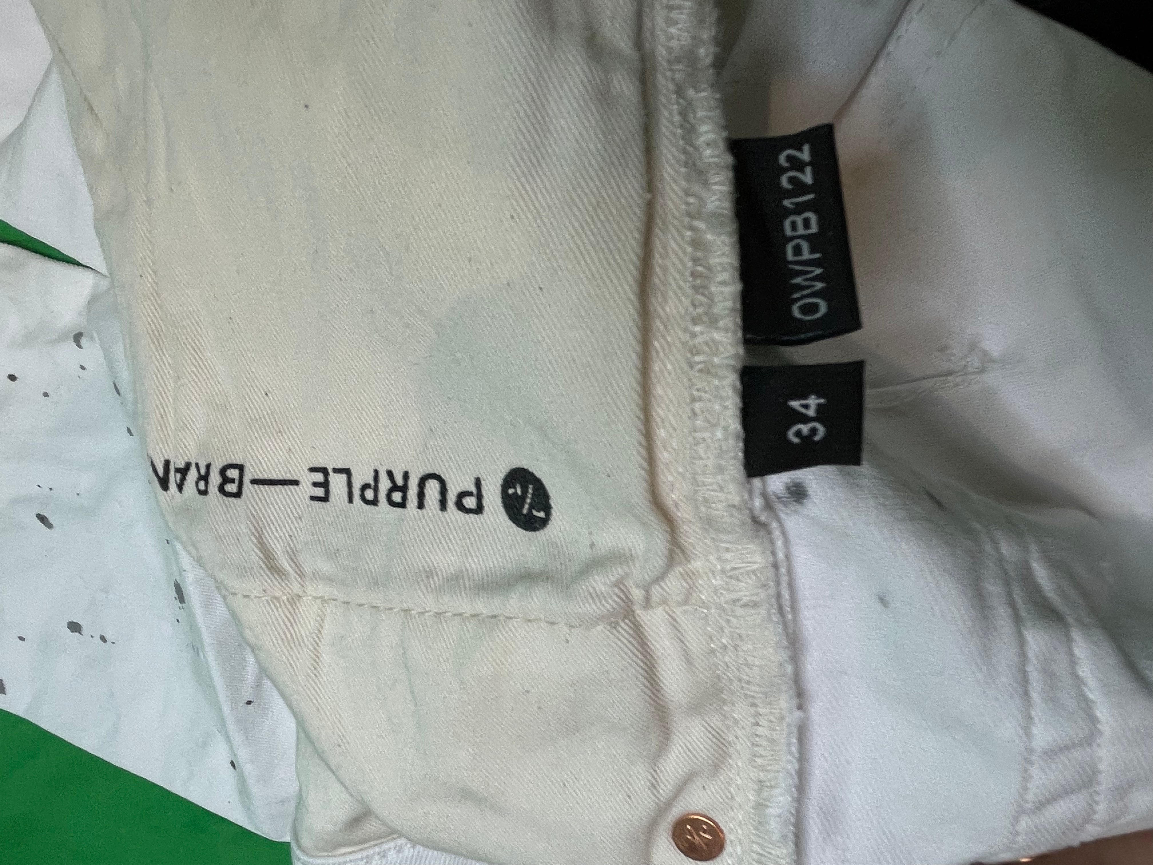 Purple Black Splatter White Jeans