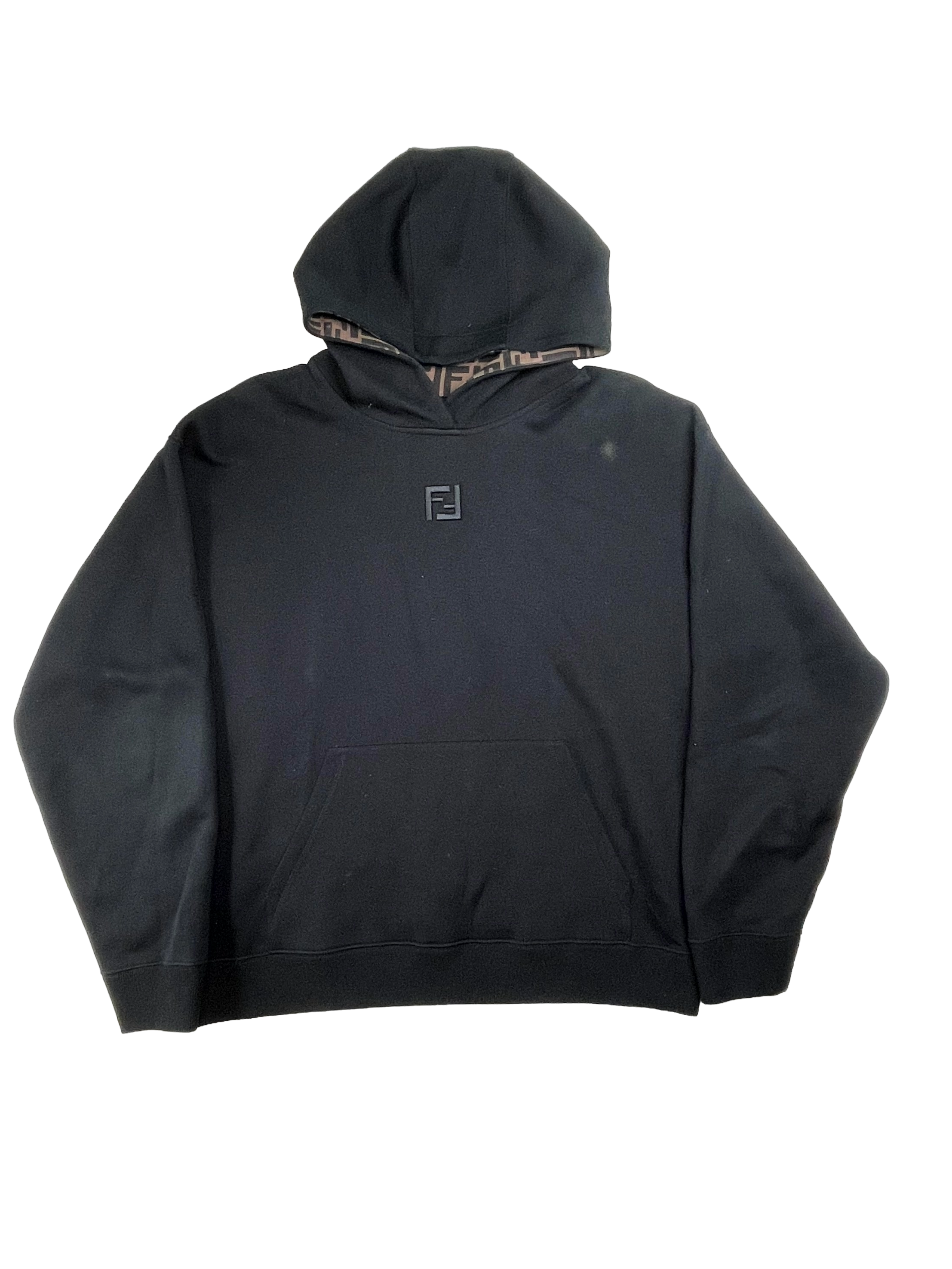 Fendi Tonal Embossed Hooded Monogram Black Hoodie