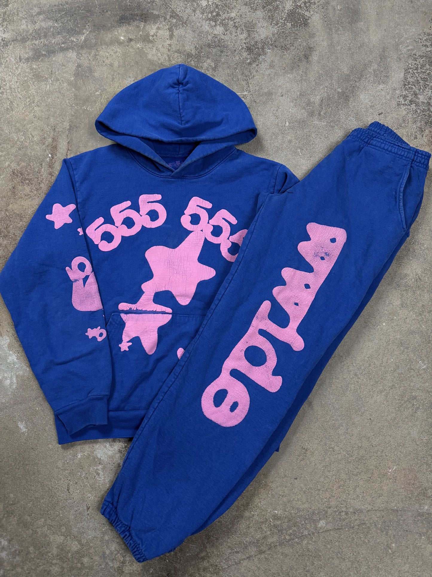 Sp5der Sweatsuit Navy Pink Used Small