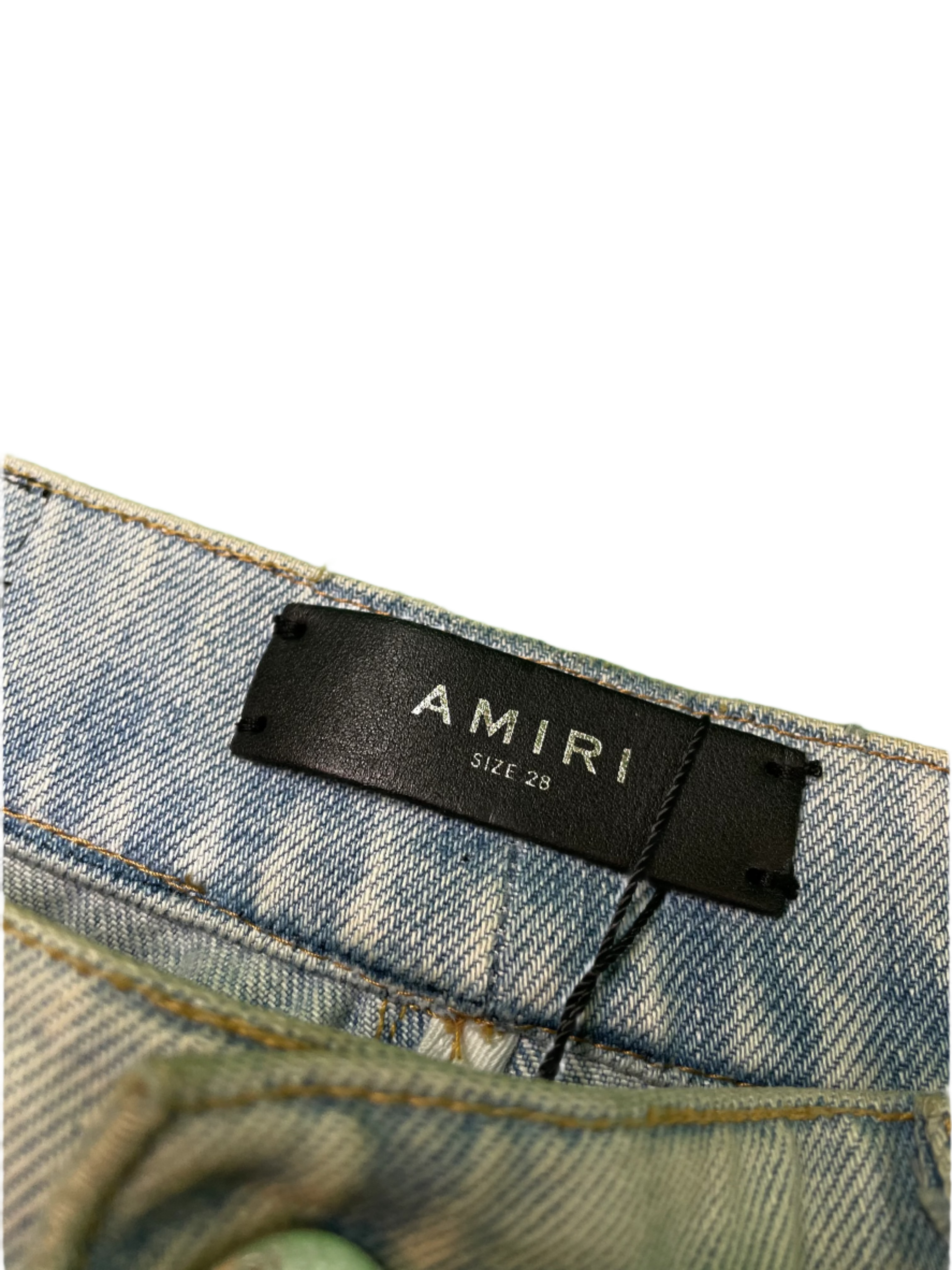 Amiri Double Knee Distressed Light Wash Blue Jeans