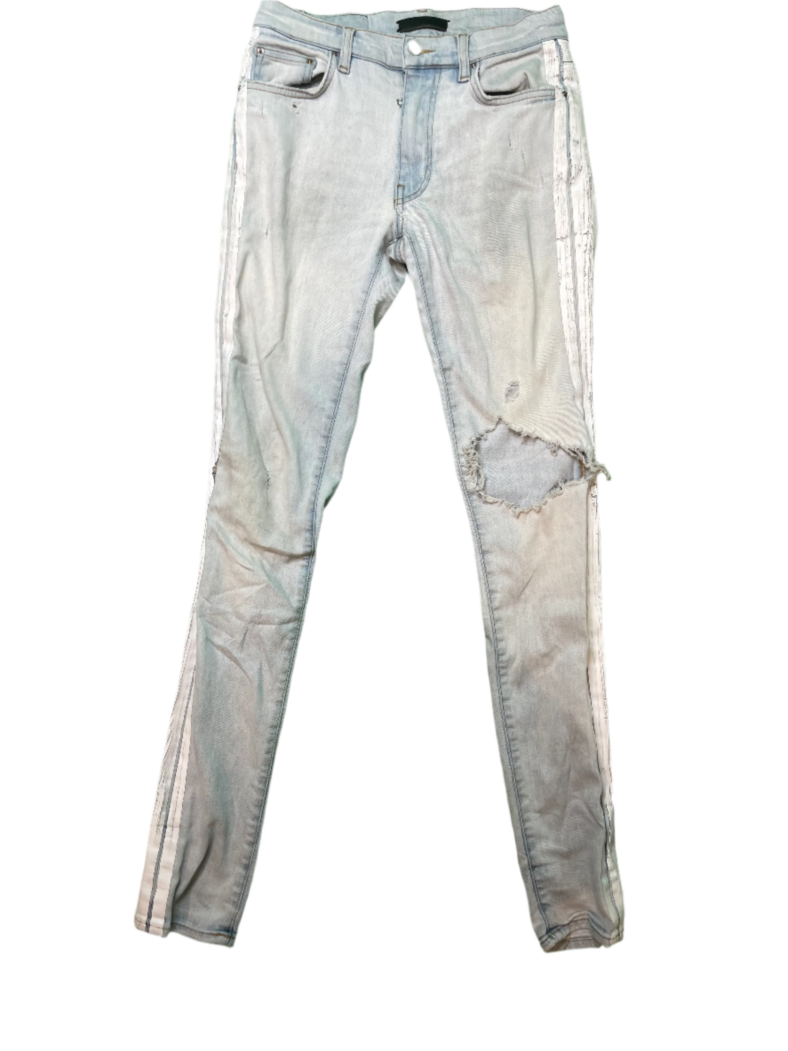 Amiri Light Wash White Stripe Blue Jeans