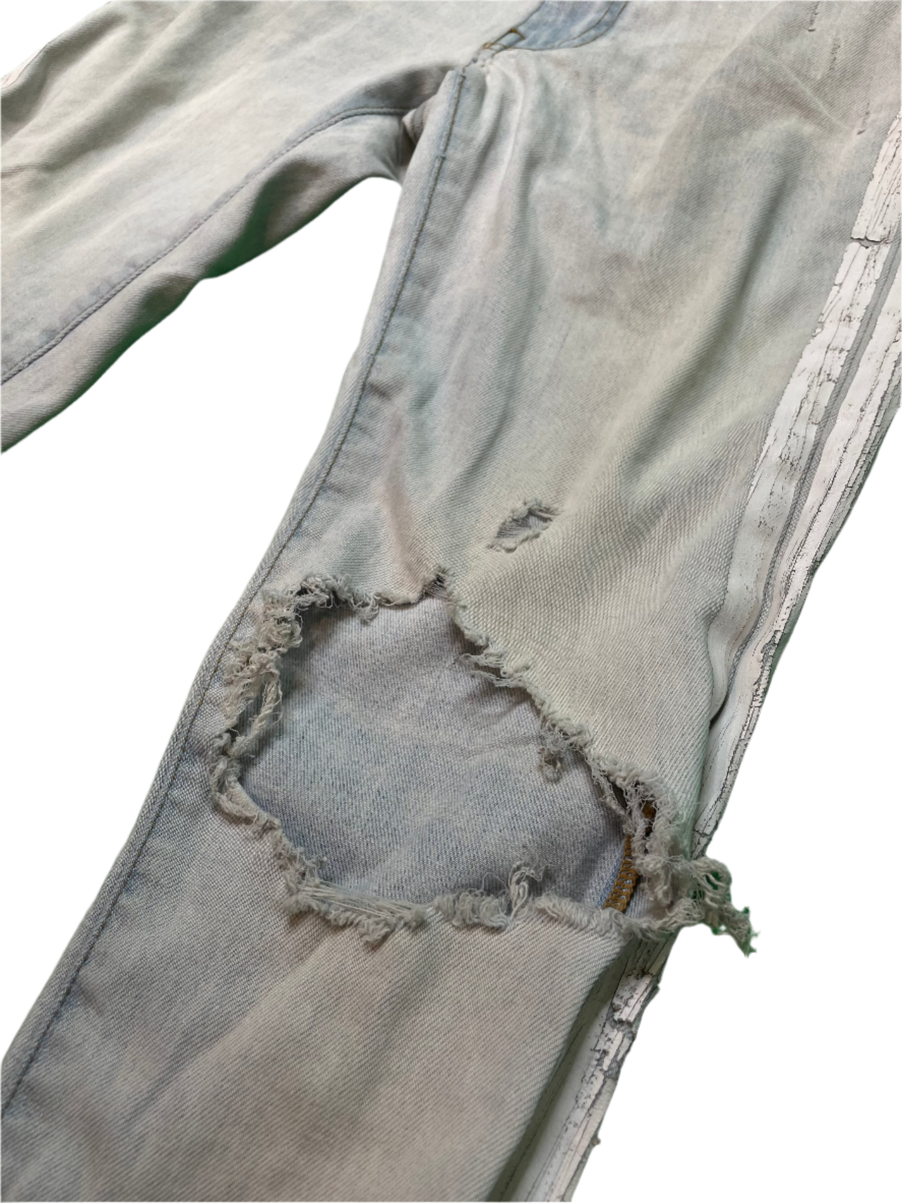 Amiri Light Wash White Stripe Blue Jeans