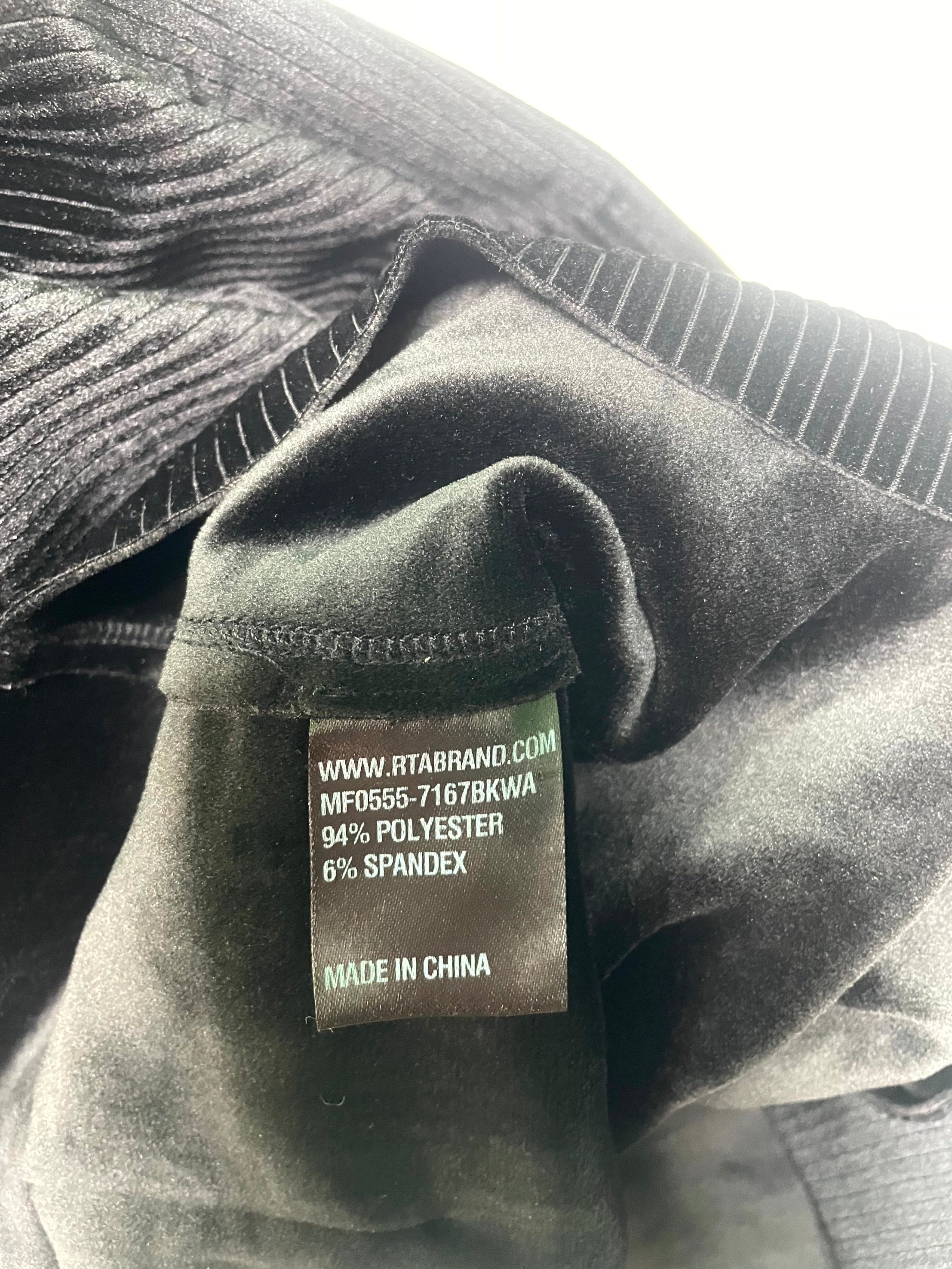 RTA Striped Velvet Quarter Zip Black Hoodie