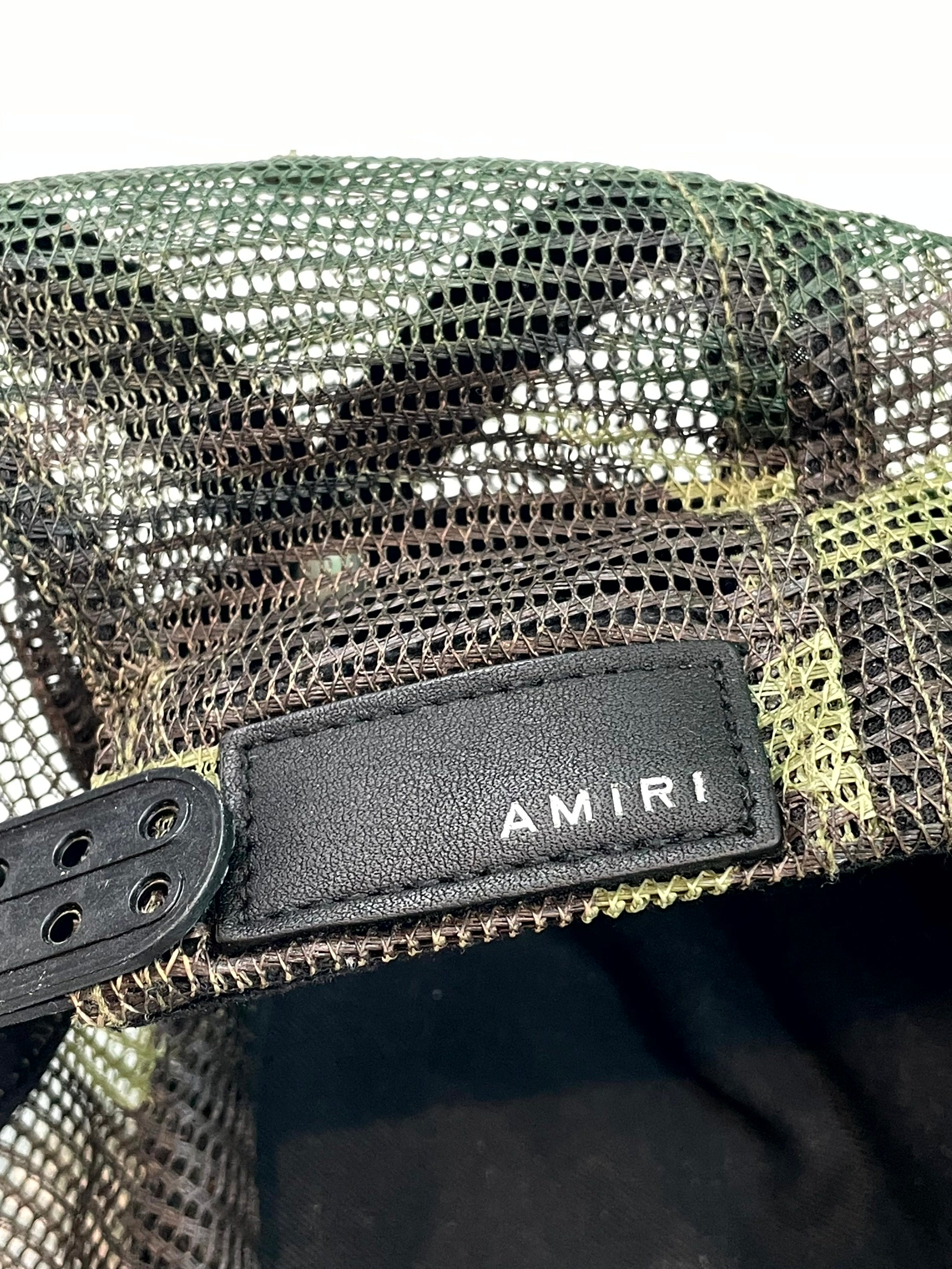 Amiri Camo Arts District Trucker Olive Cap