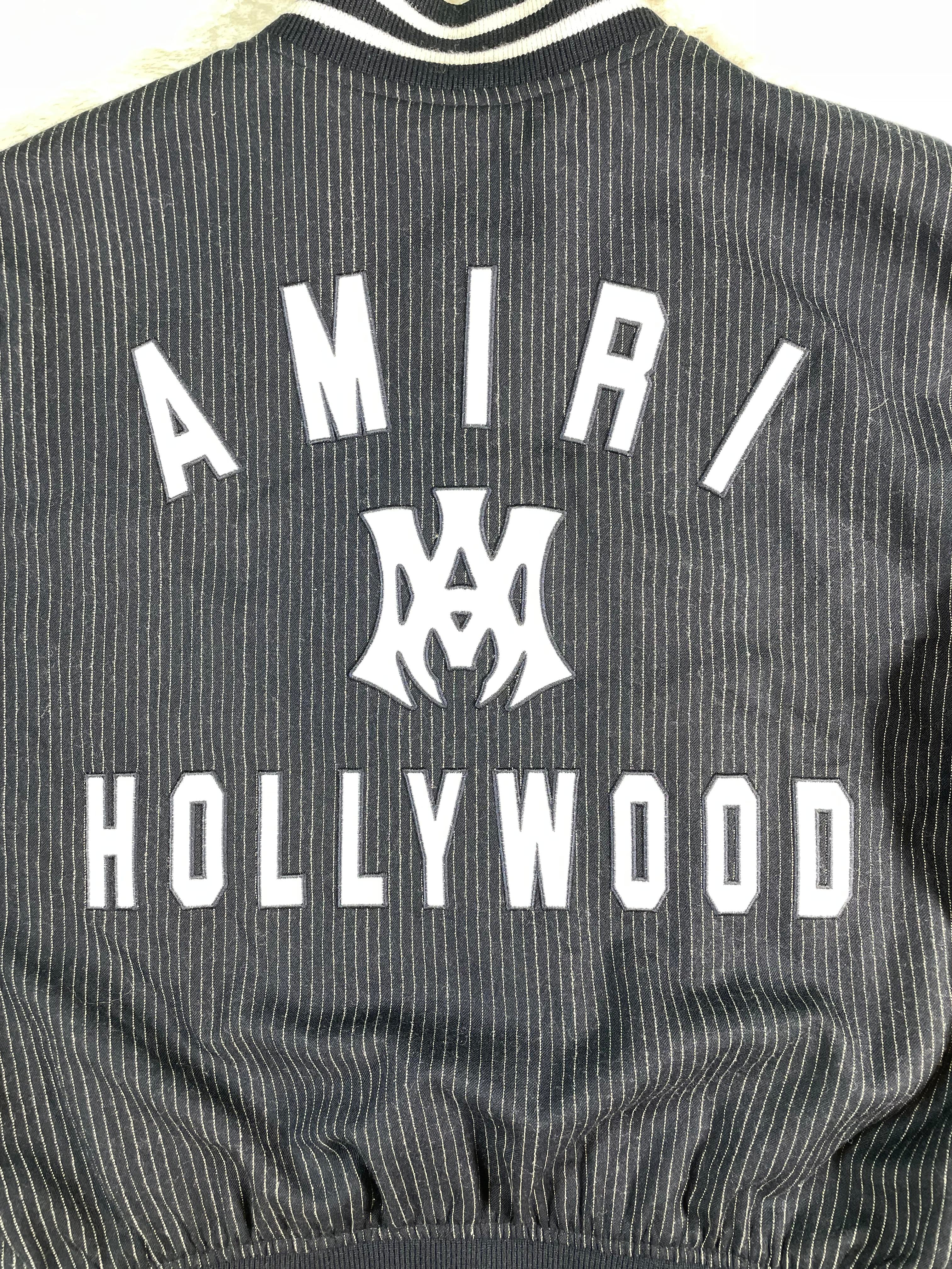 Amiri Hollywood MA Logo Navy Varsity Jacket