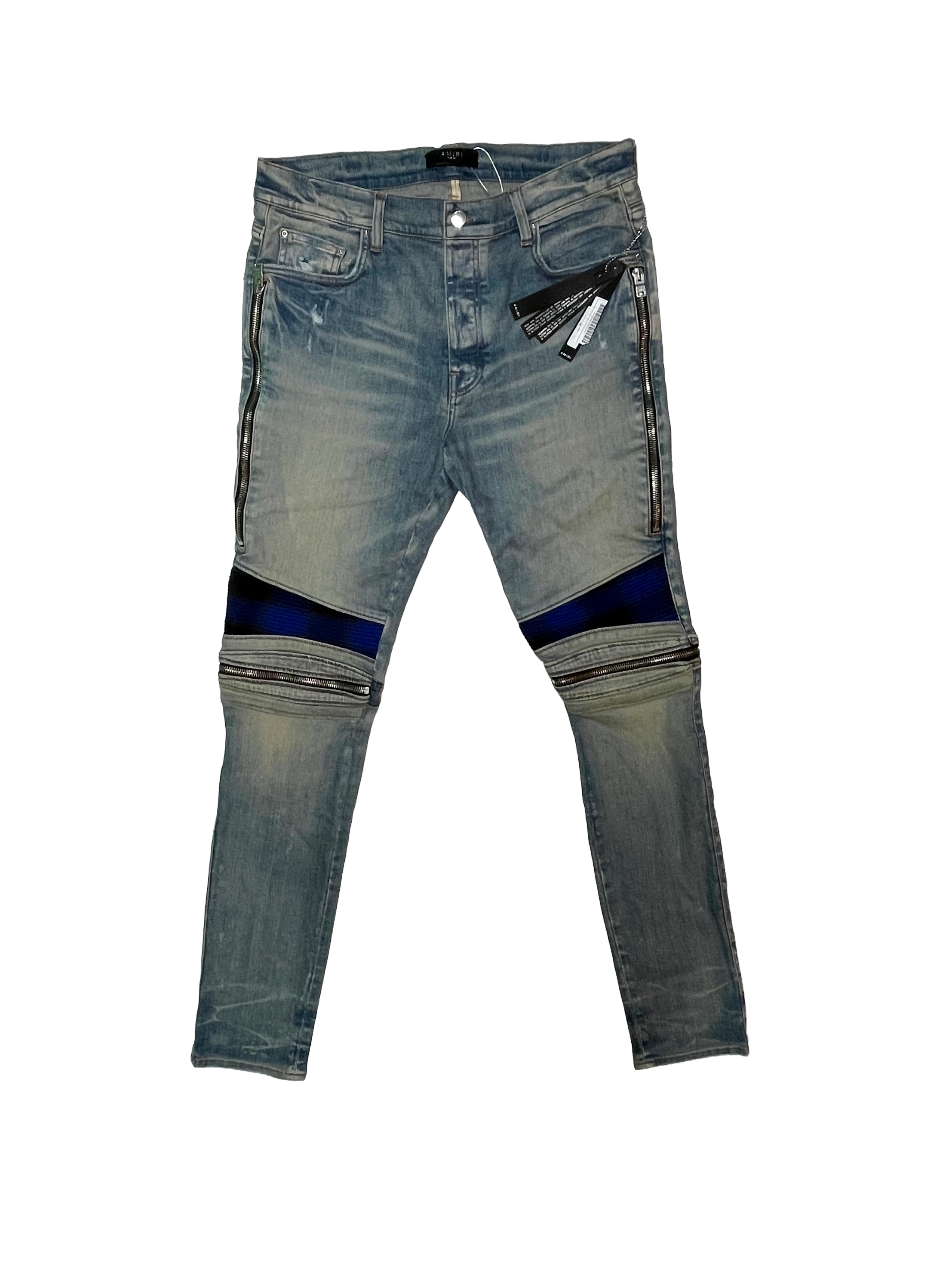 Amiri MX2 Plaid Patch Light Wash & Blue Jeans