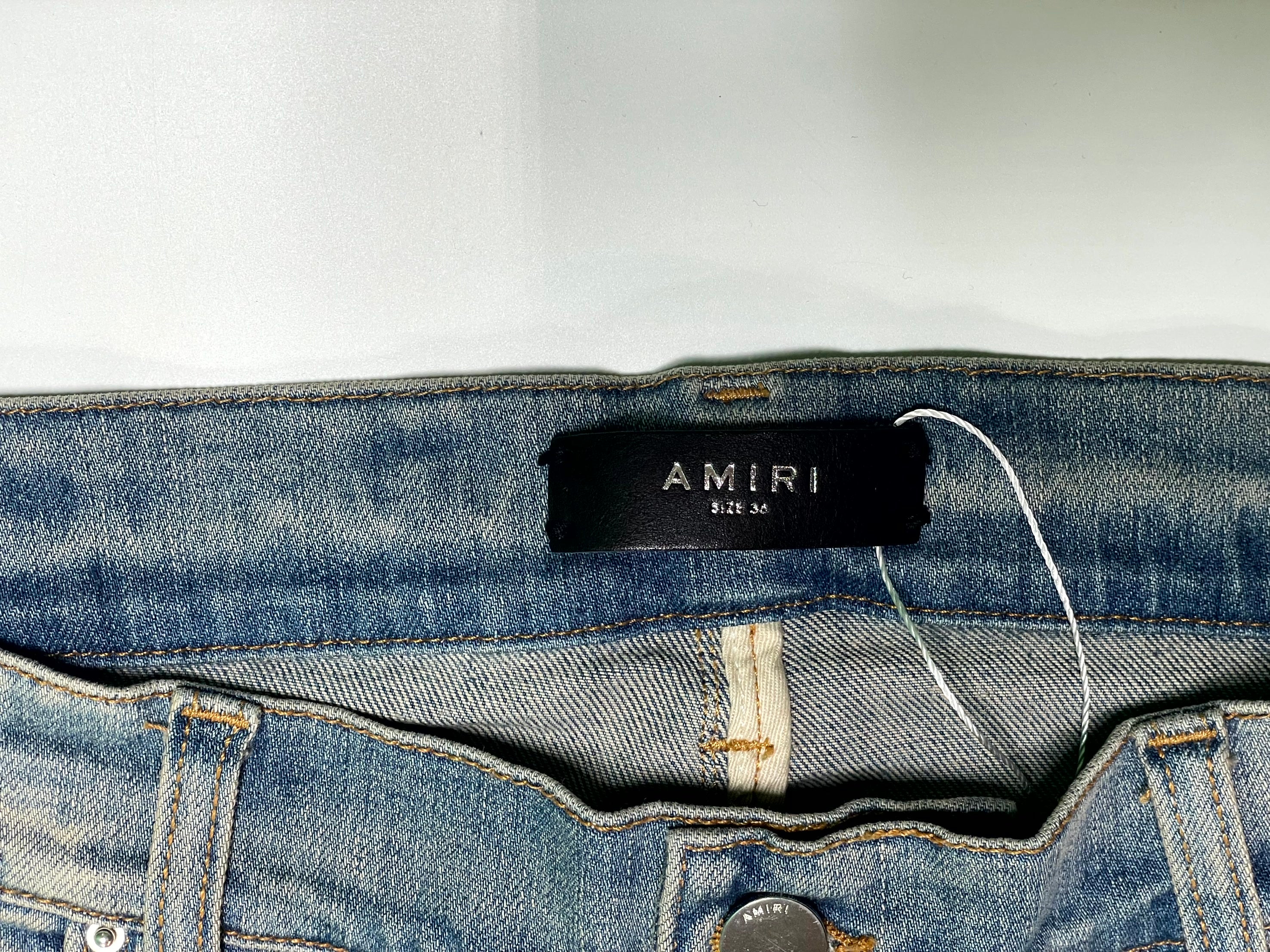Amiri MX2 Plaid Patch Light Wash & Blue Jeans