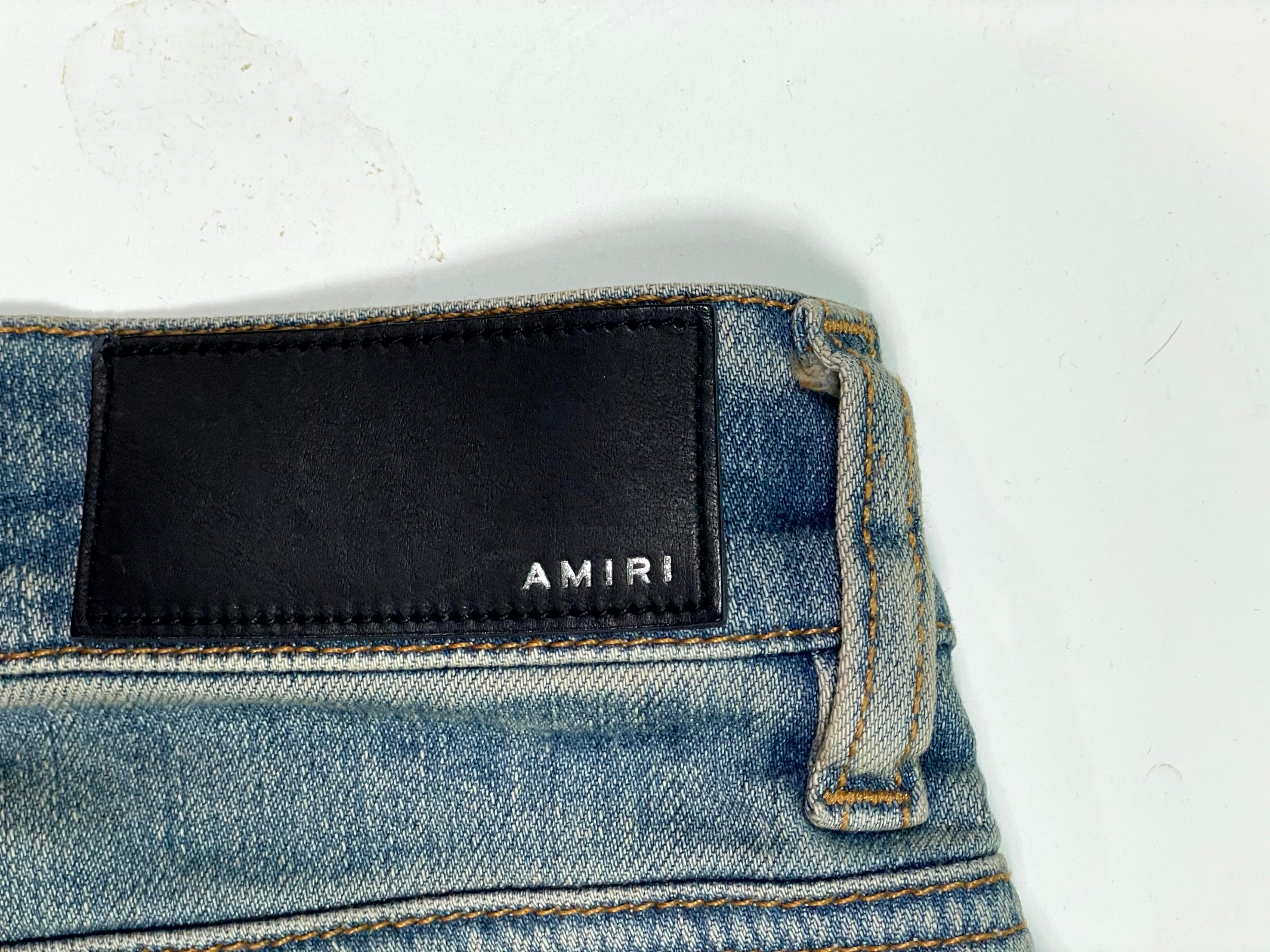 Amiri MX2 Plaid Patch Light Wash & Blue Jeans
