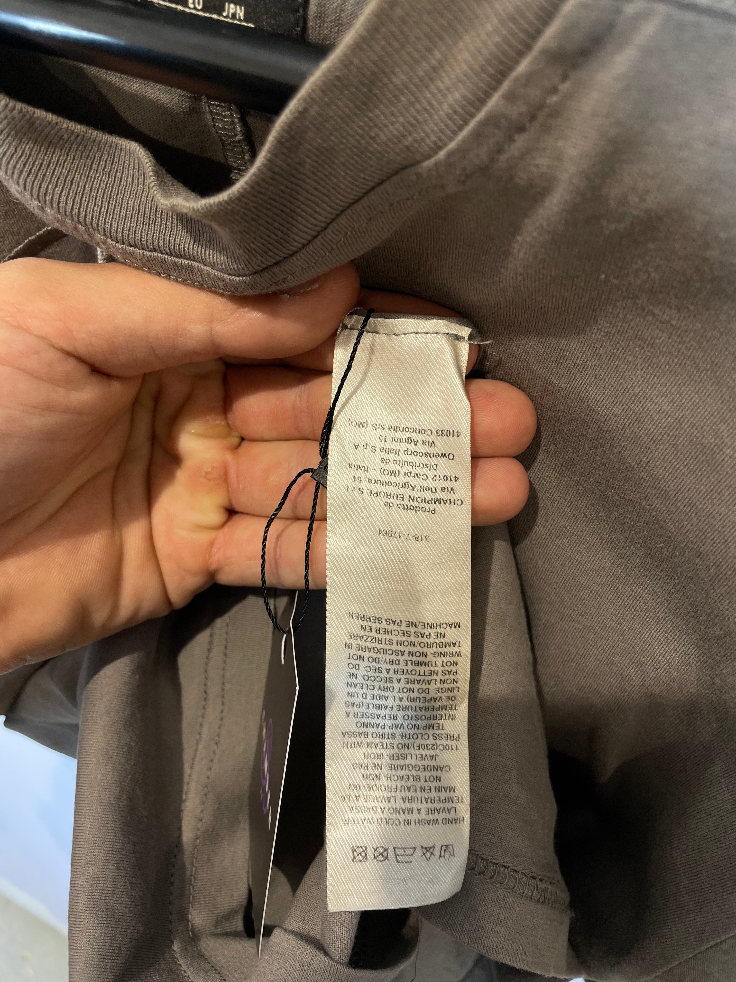 Rick Owens Champion Tee Grey Used Small