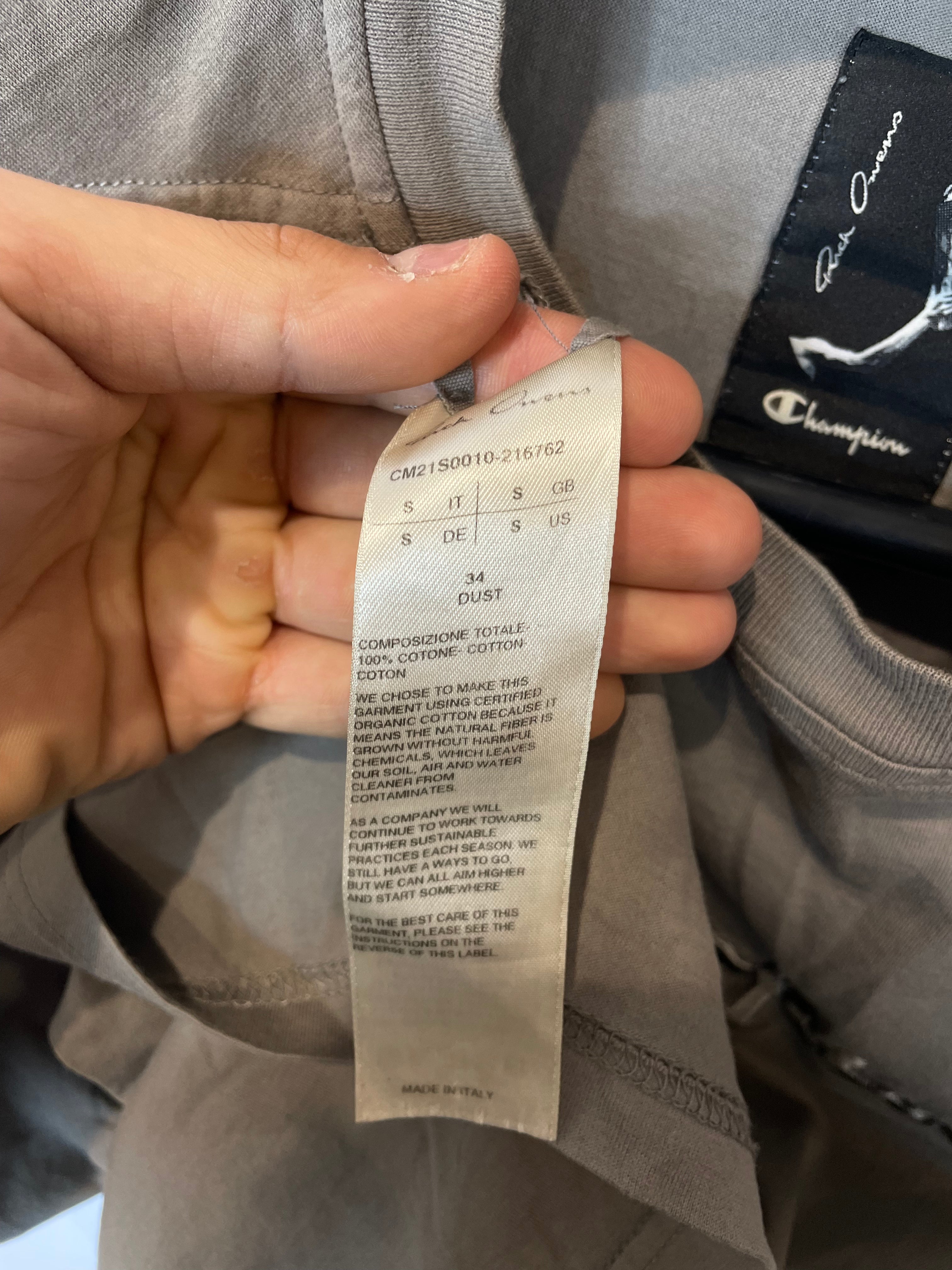 Rick Owens Champion Tee Grey Used Small