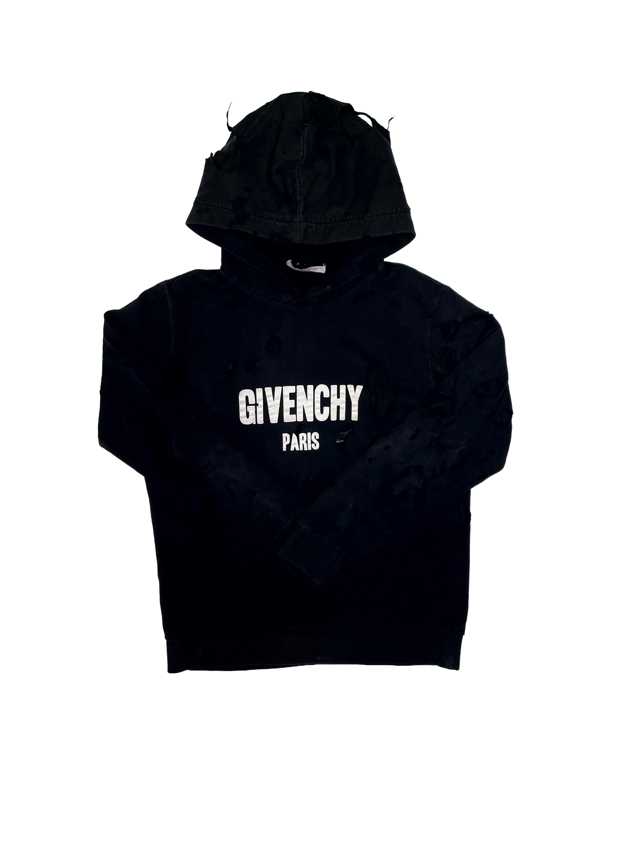 Givenchy Distressed Logo Black Hoodie