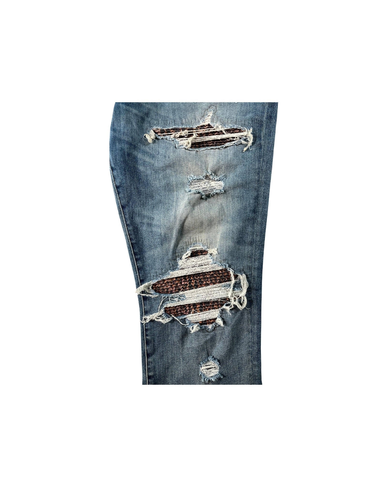 Amiri "MX1 Clay Patch" Light Wash & Black Jeans