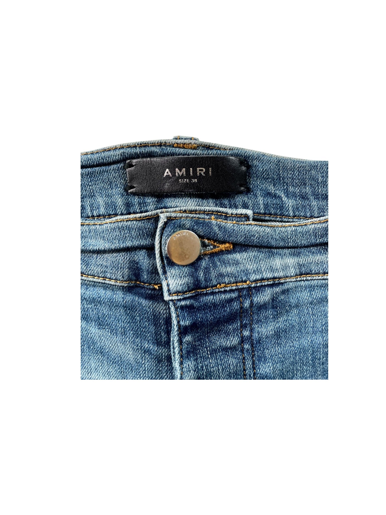 Amiri "MX1 Clay Patch" Light Wash & Black Jeans