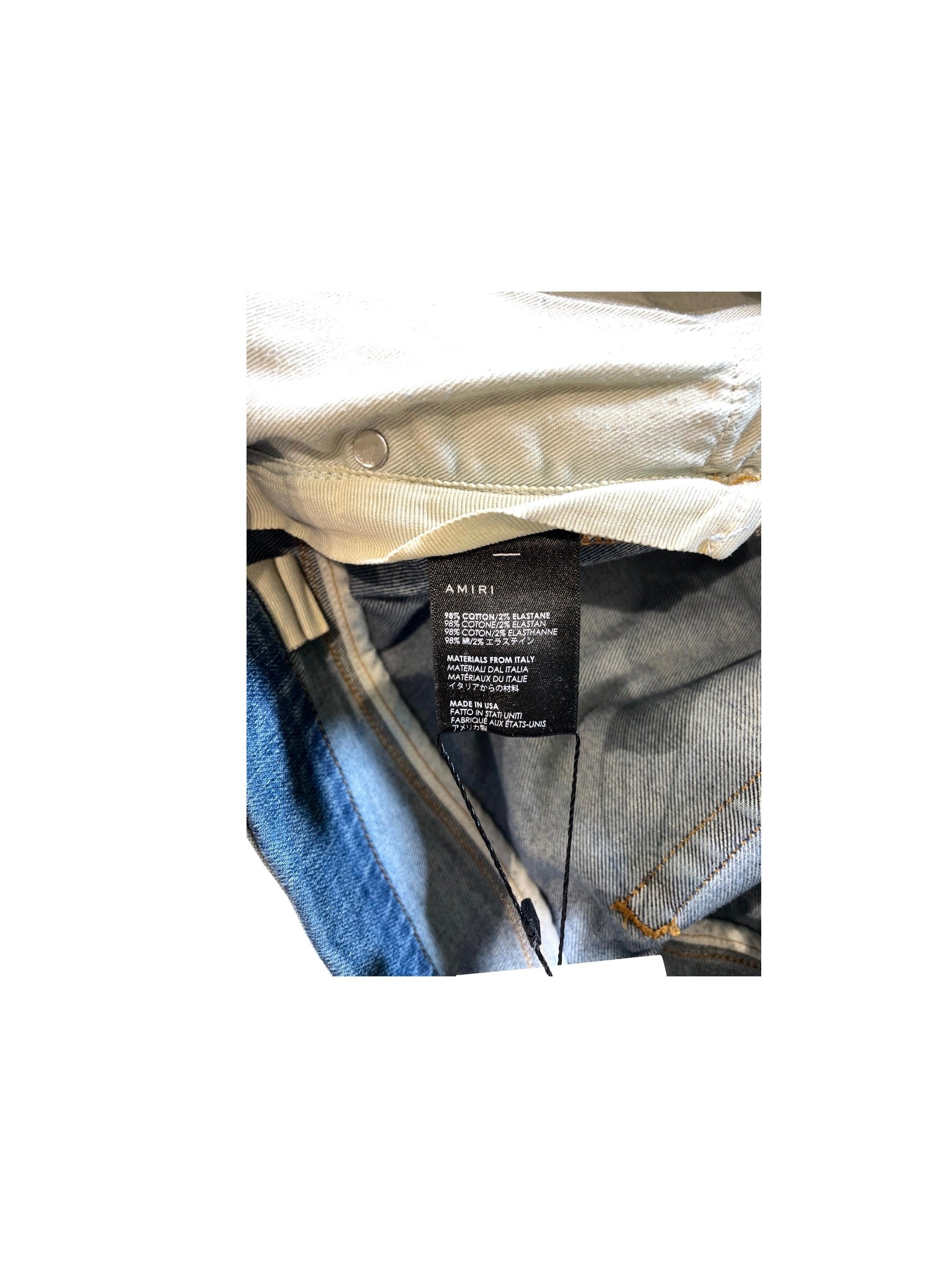 Amiri "MX1 Clay Patch" Light Wash & Black Jeans