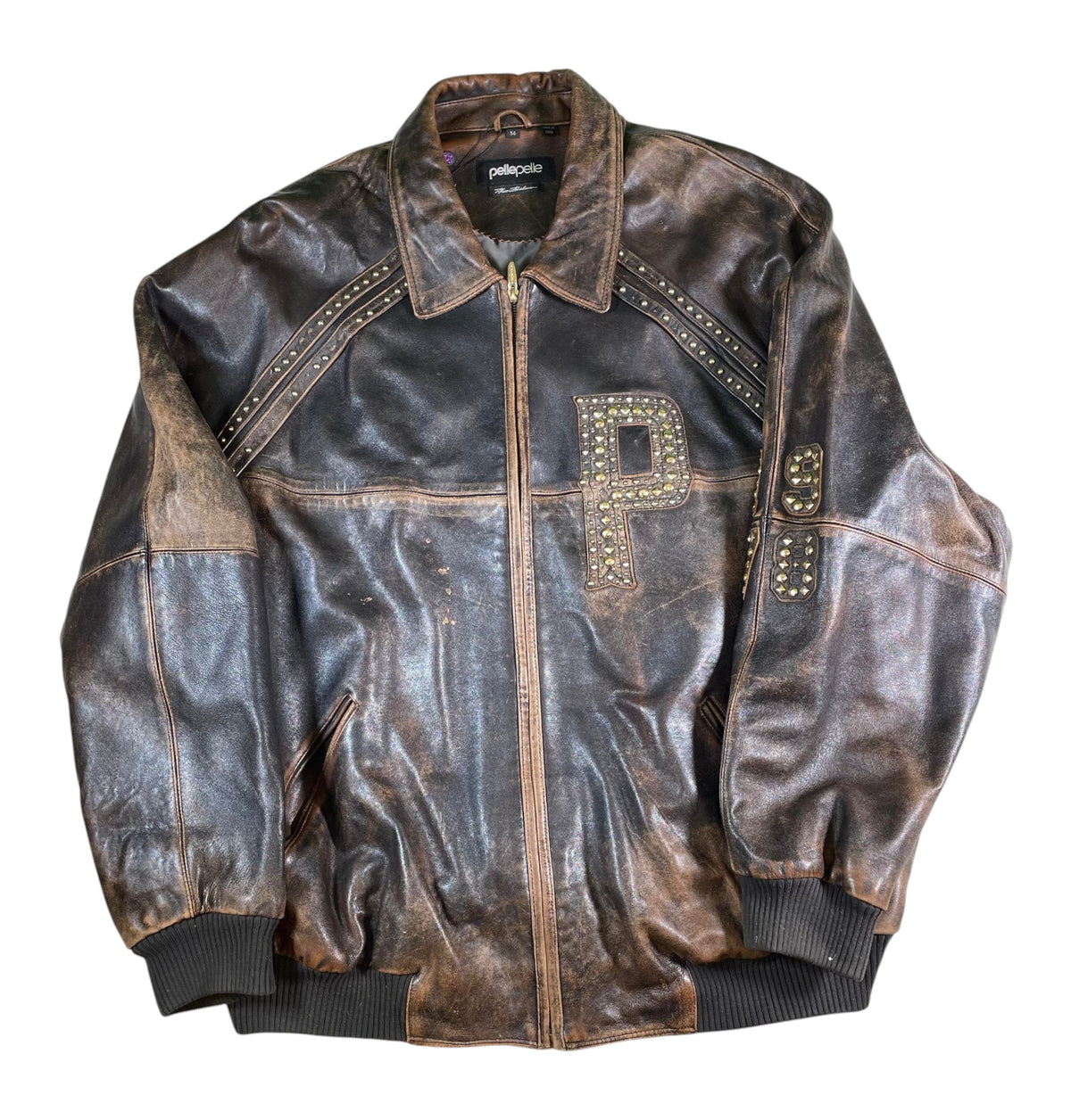 Pelle Pelle 1978 Studded Brown Varsity Jacket