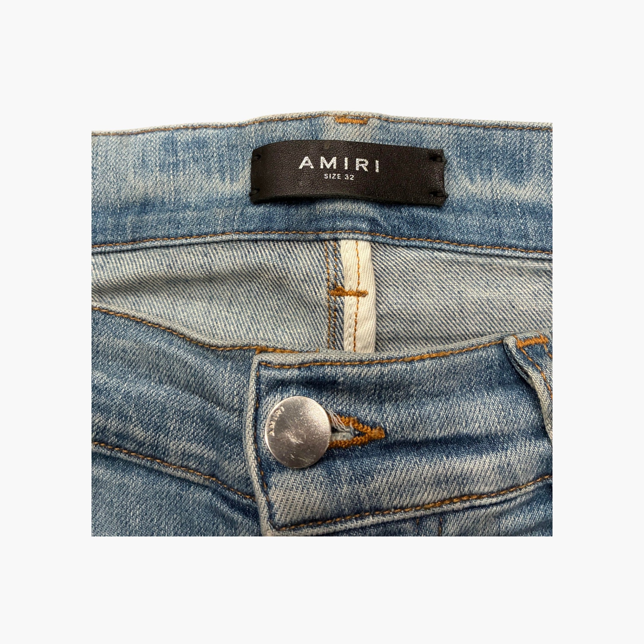 Amiri White Stripe Light Wash Jeans
