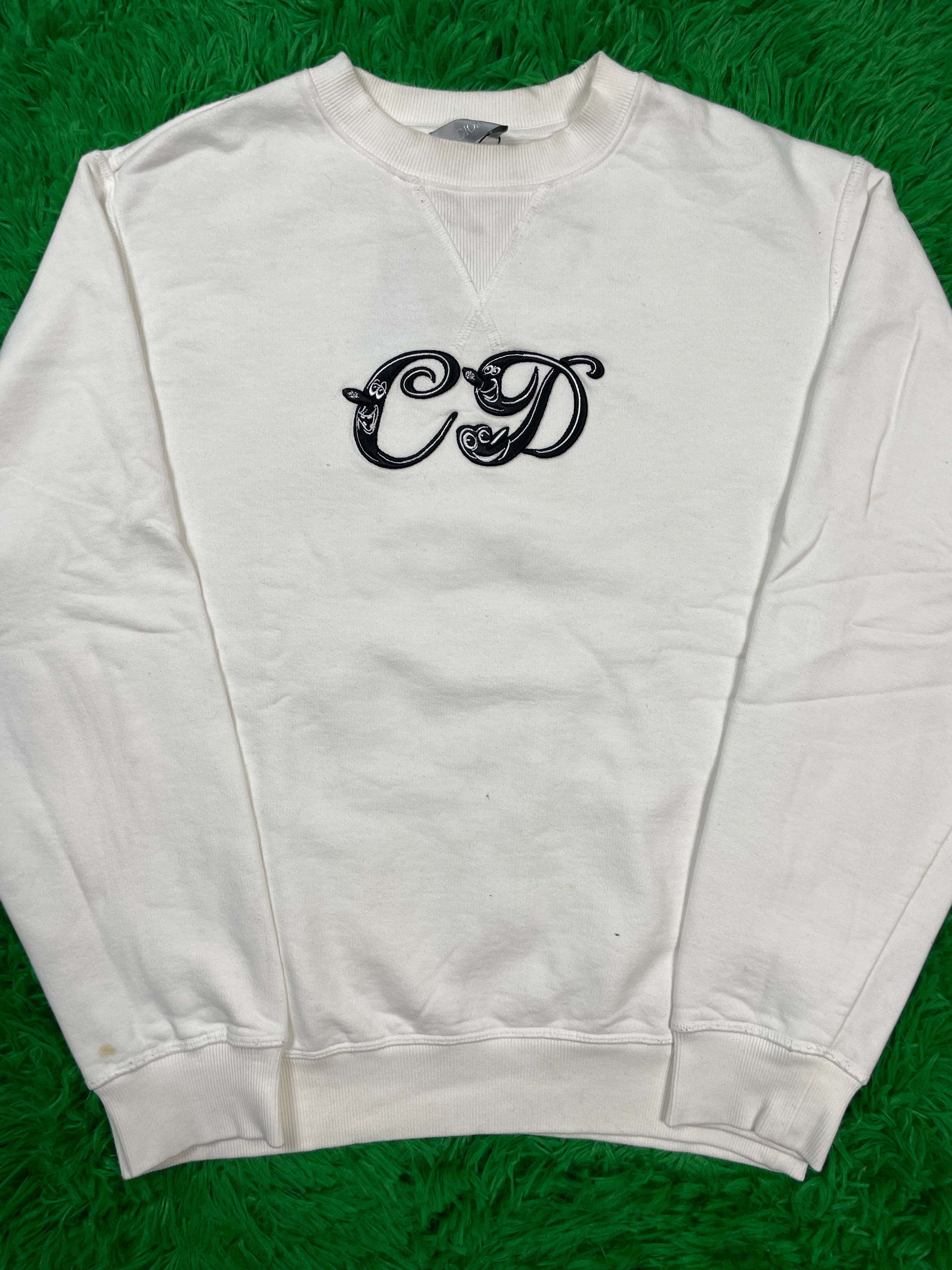 Dior CD Script LoGo Crewneck White size:Small Used