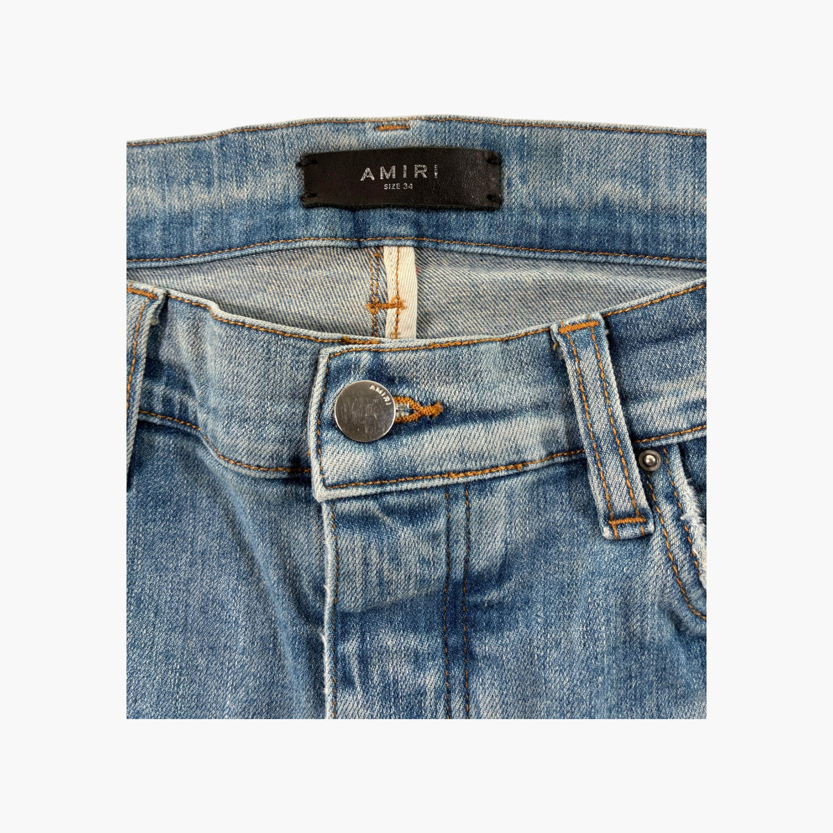 Amiri Hawaiian Star Patchwork Light Wash Jeans