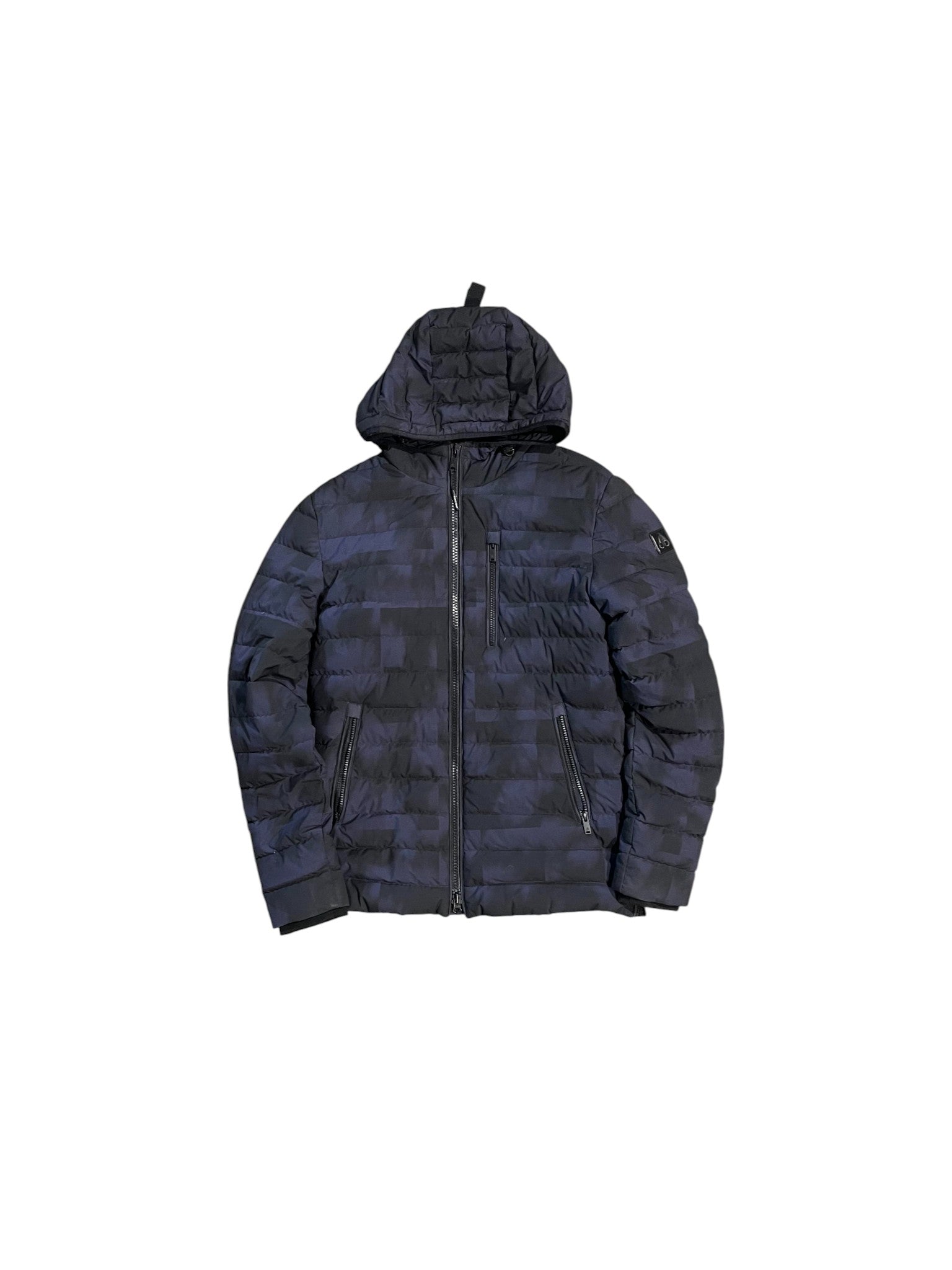 Moose Knuckles Navy & Black Monogram Puffer Jacket
