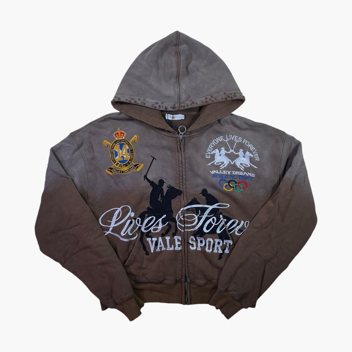 Vale Lives Forever Brown Zip Up