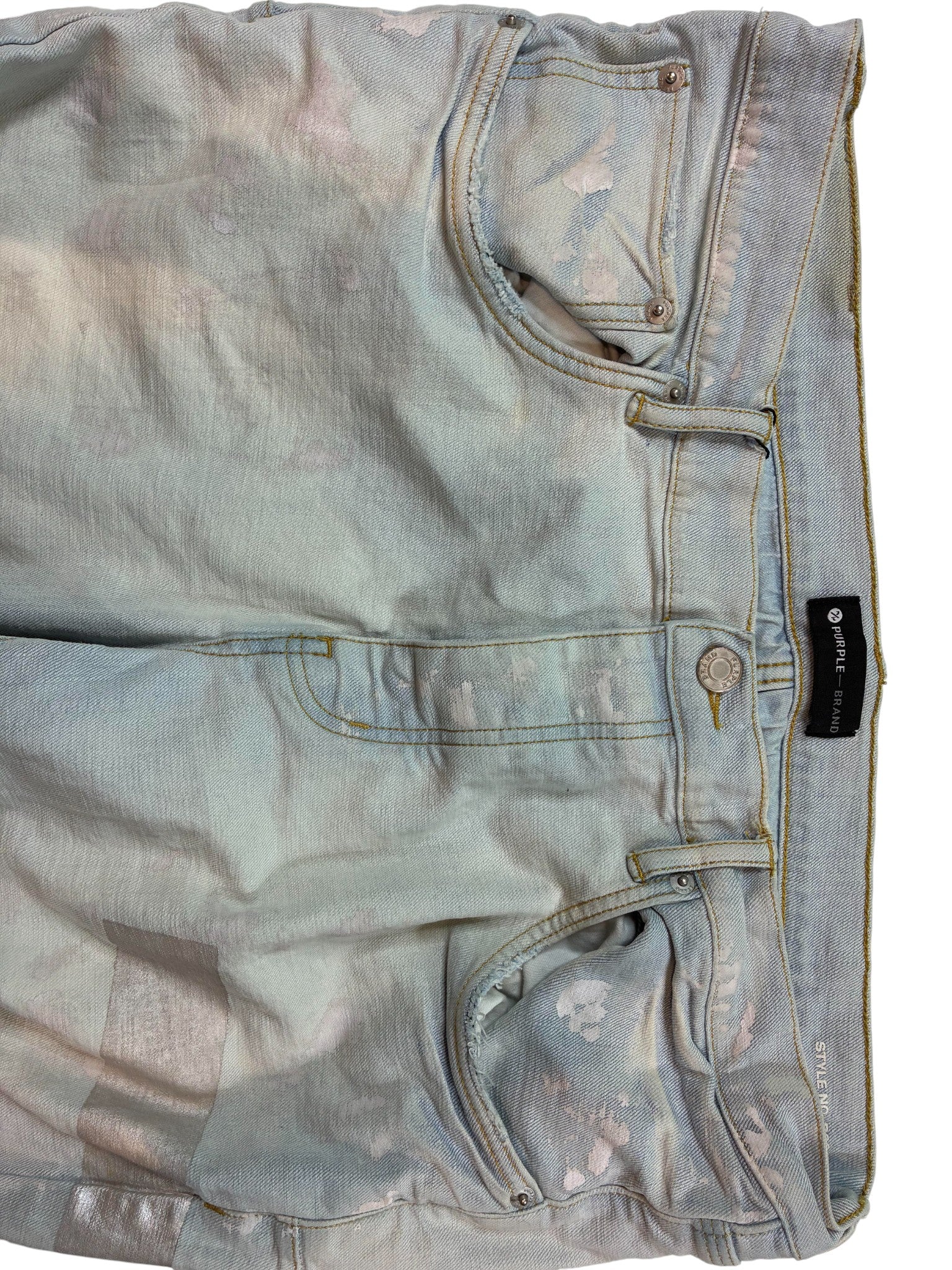 Purple Brand 'Paint Drip' Light Wash Jeans